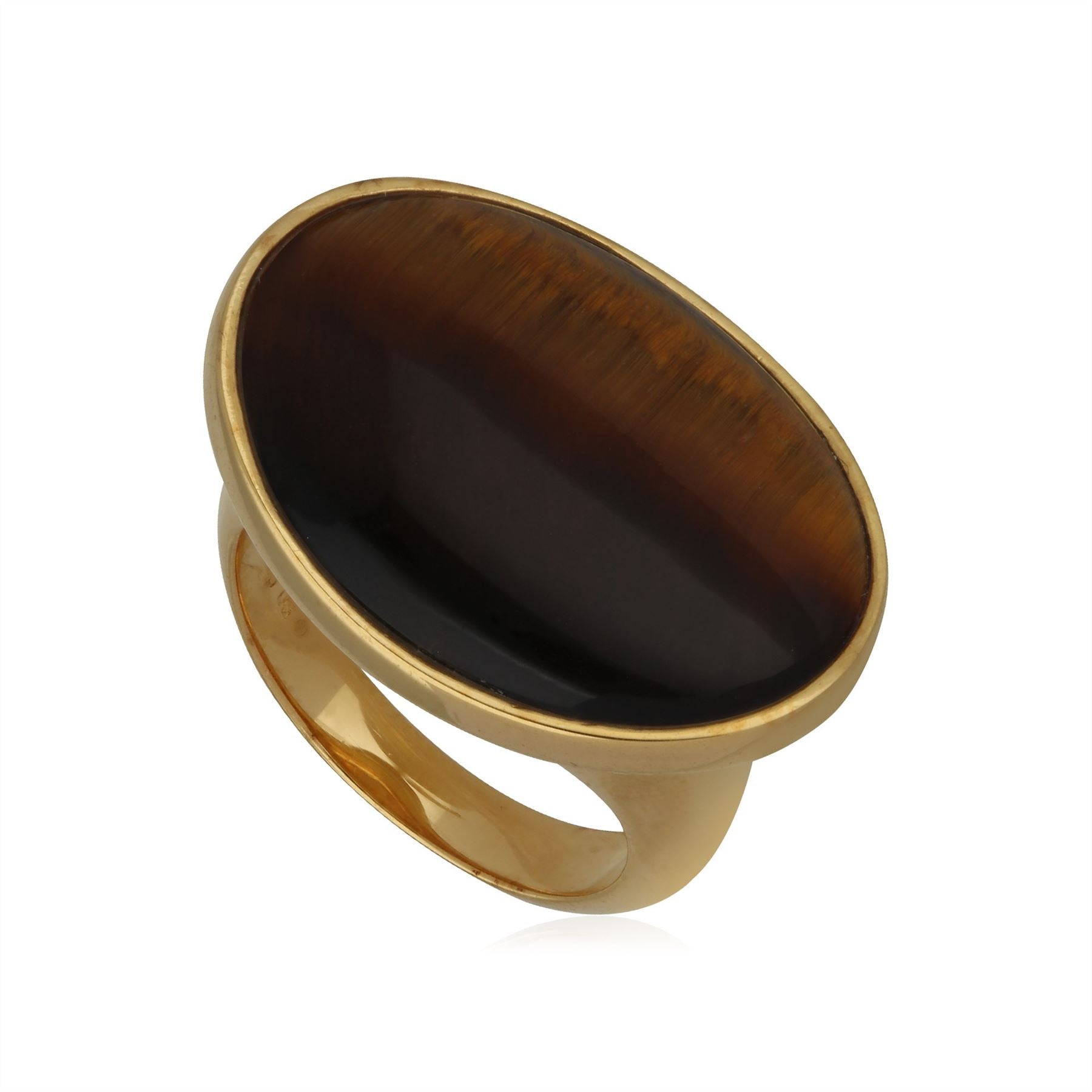 Bague Kosmos Argent 925 Plaqué Or Oeil de Tigre