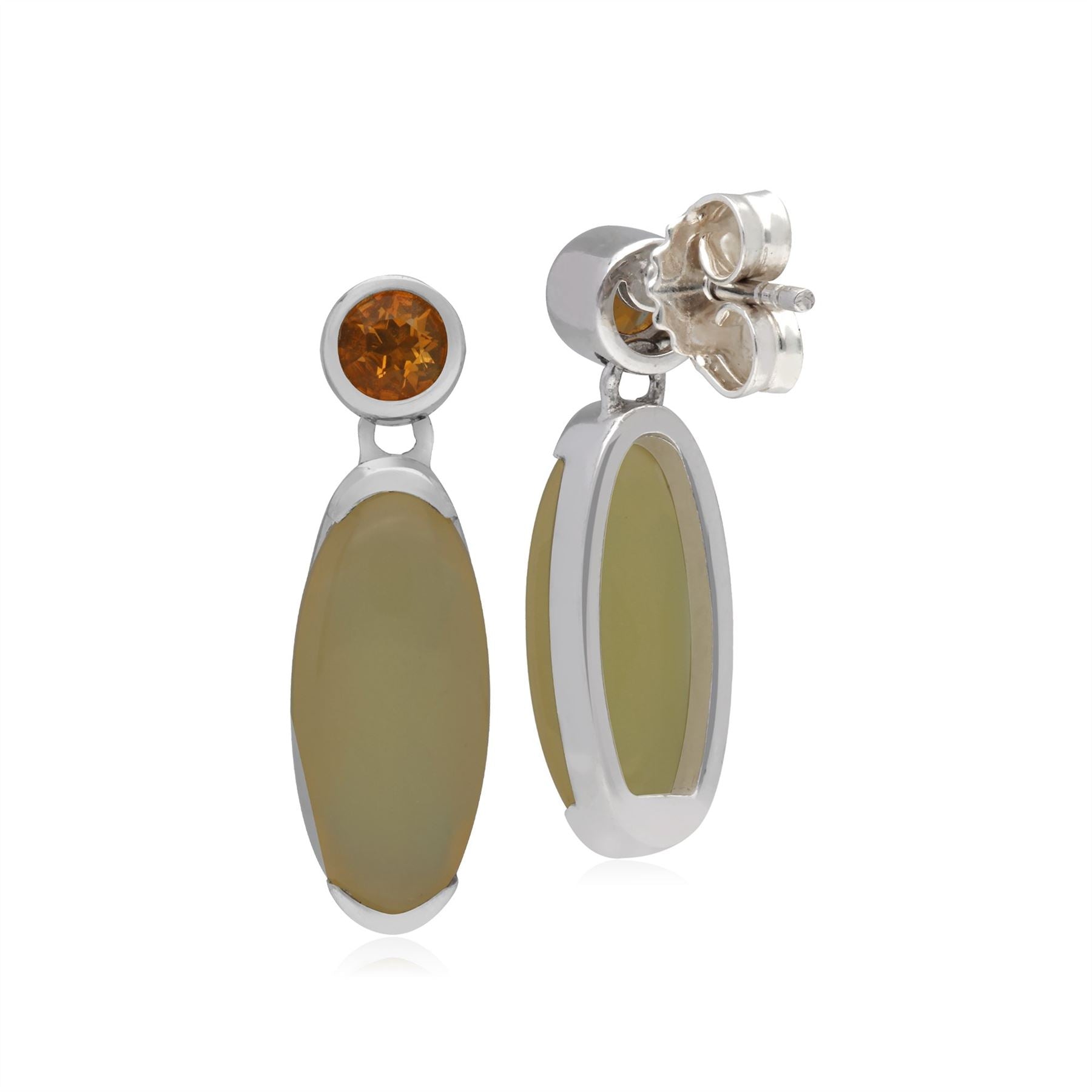 Boucles d'Oreilles Pendantes Kosmos Argent 925 Opale et Citrine