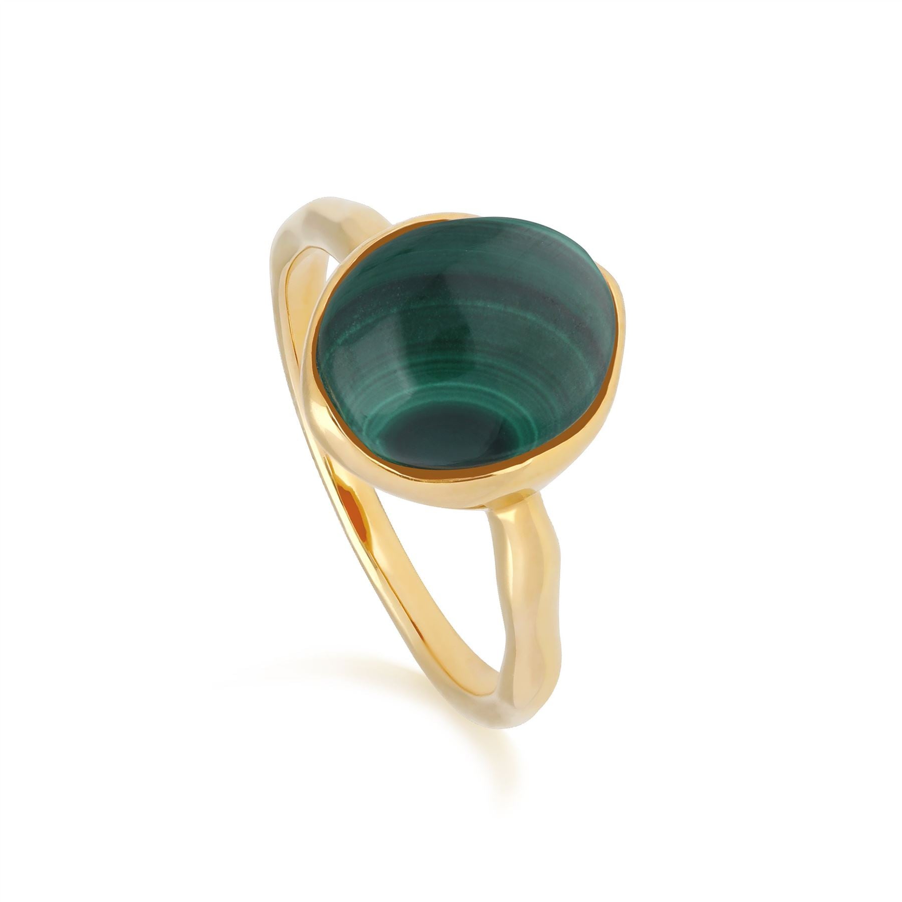 Bague Irrégulier B Gem Argent 925 Or Jaune Malachite
