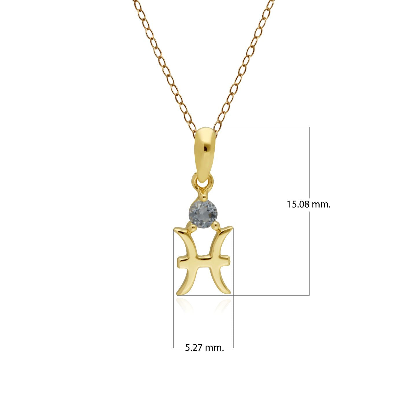 Pendentif Zodiaque Poisson Or Jaune 375 avec Aigue-Marine