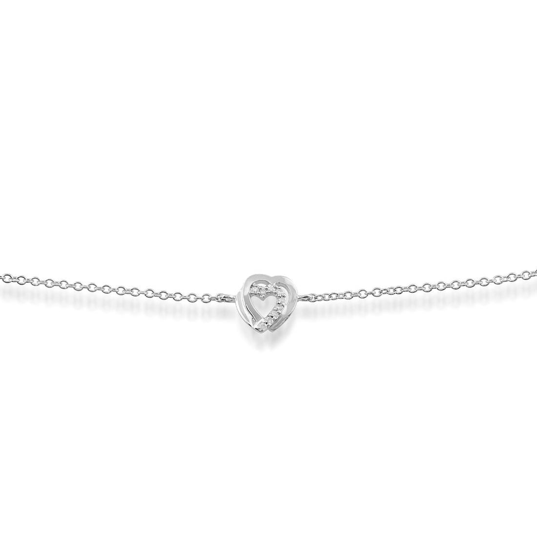 Bracelet Cœur Classique Or Blanc 375 Diamant Rond