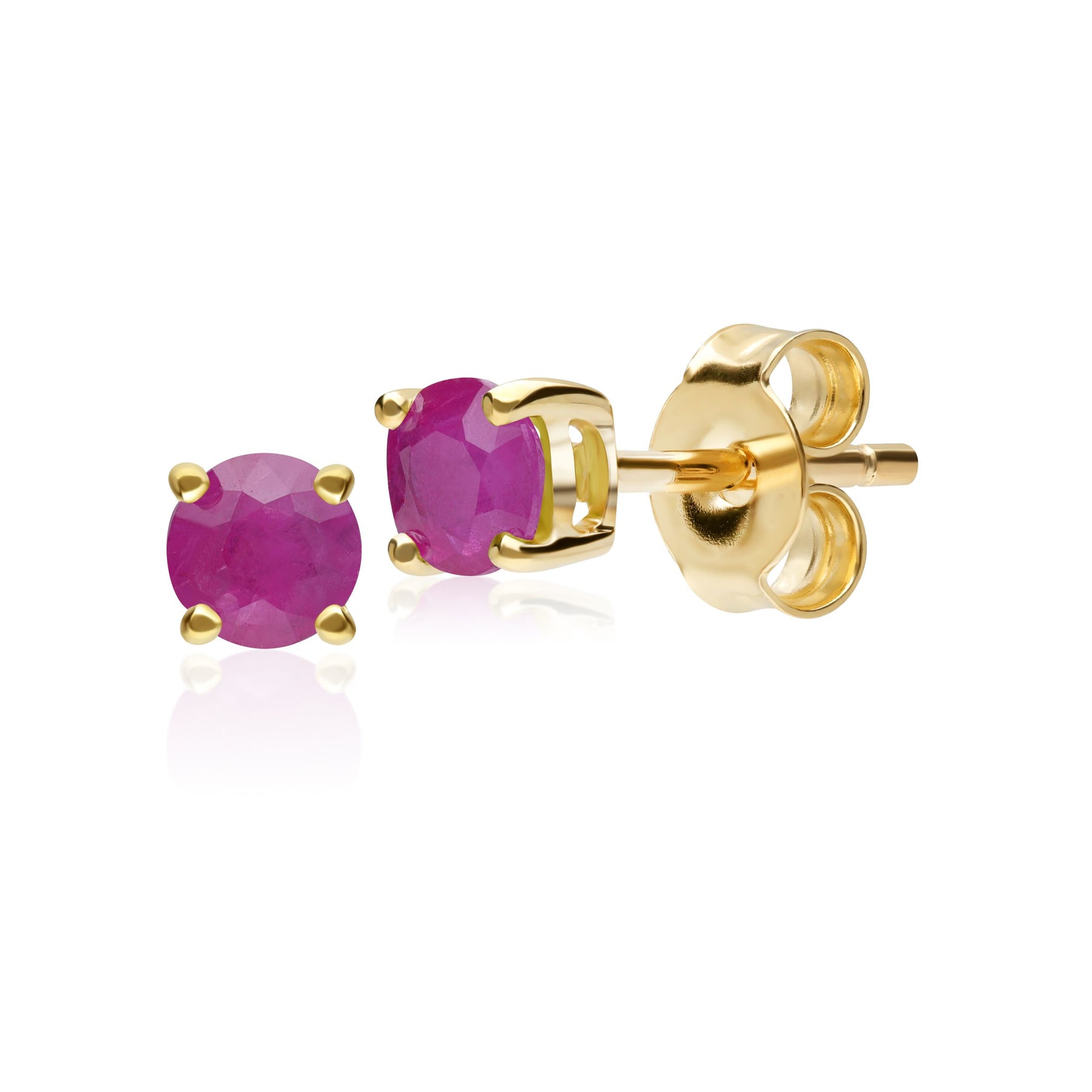 Boucles d'Oreilles Clou Classique Or Jaune 375 Rubis Rond