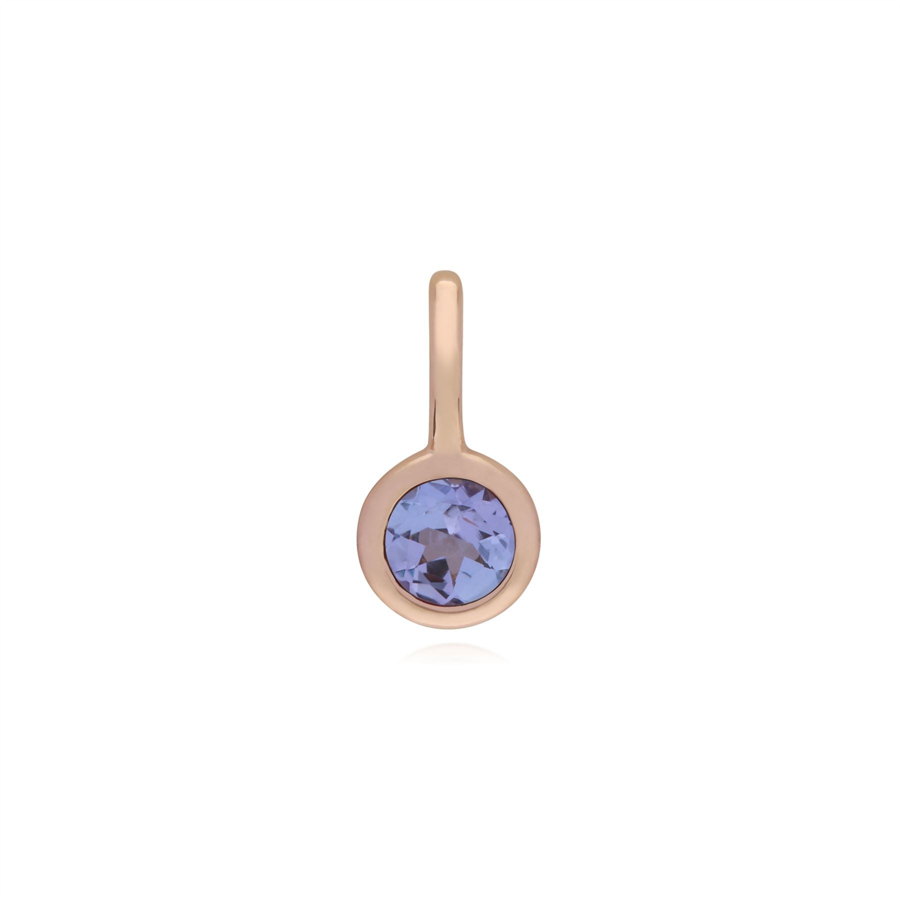 Pendentif Classique Cadenas Cœur Argent 925 Plaqué Or Rose et Charms Tanzanite