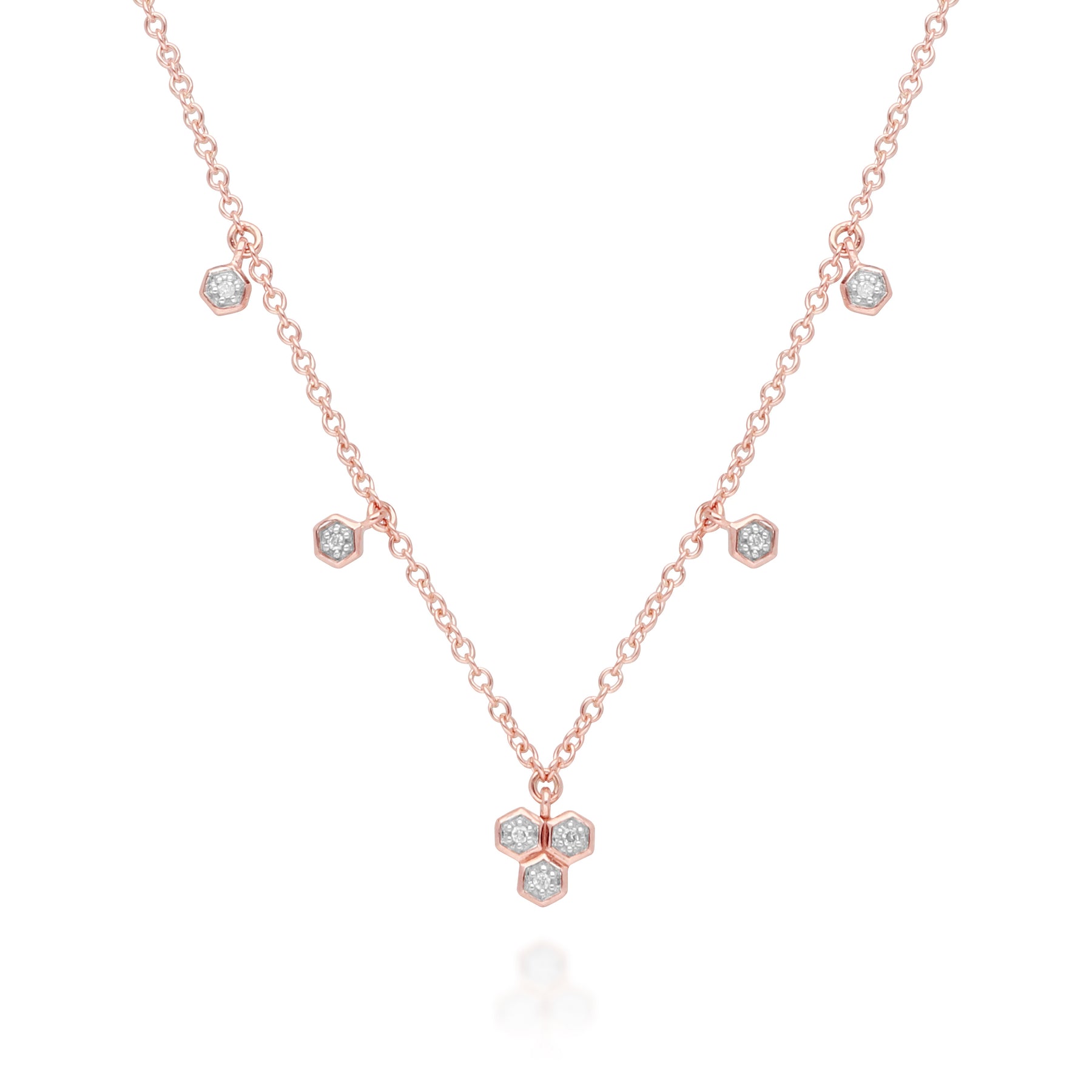 Collier Trilogie Style Choker Or Rose 375 Diamant