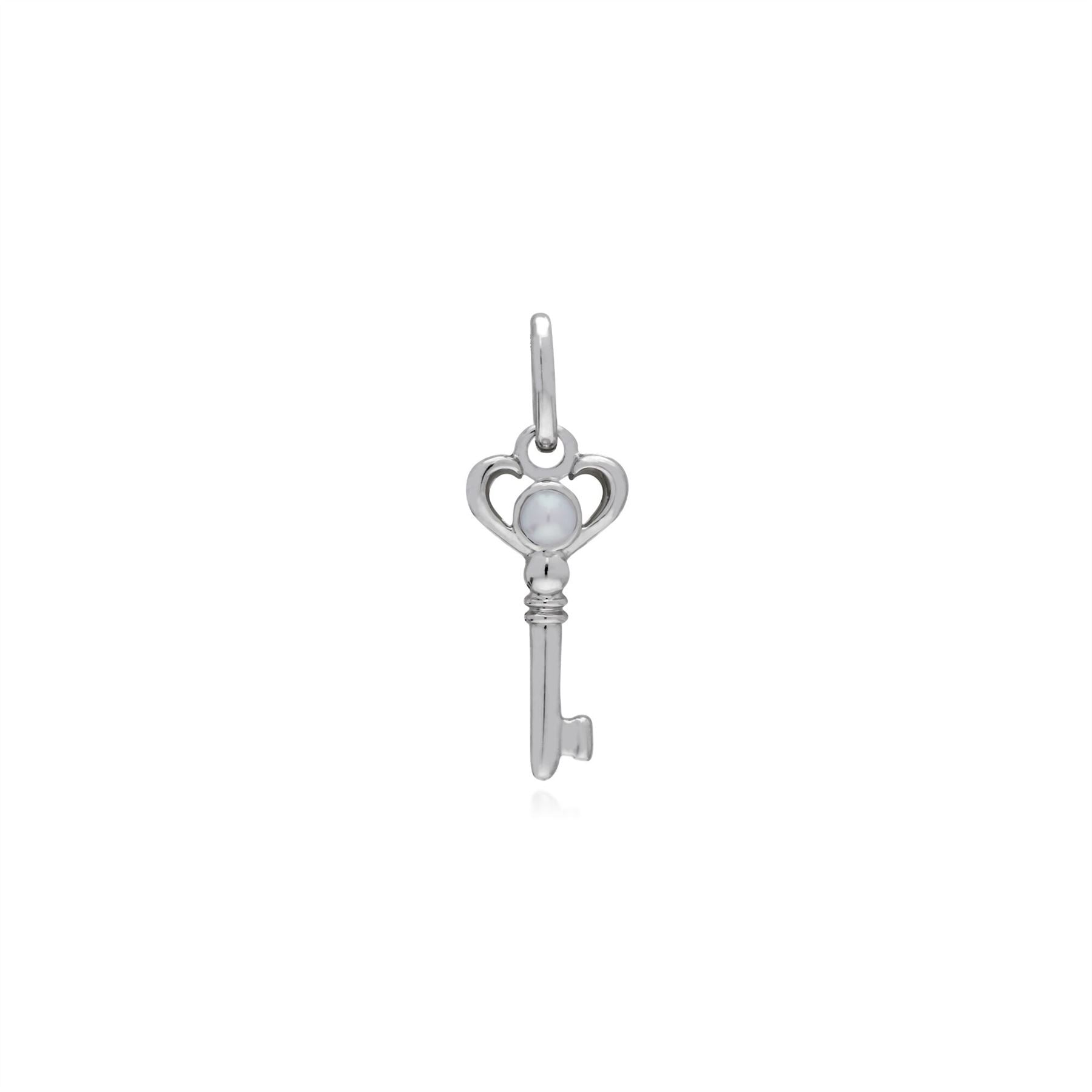 Pendentif Classique Argent 925 Petite Clé avec Perle