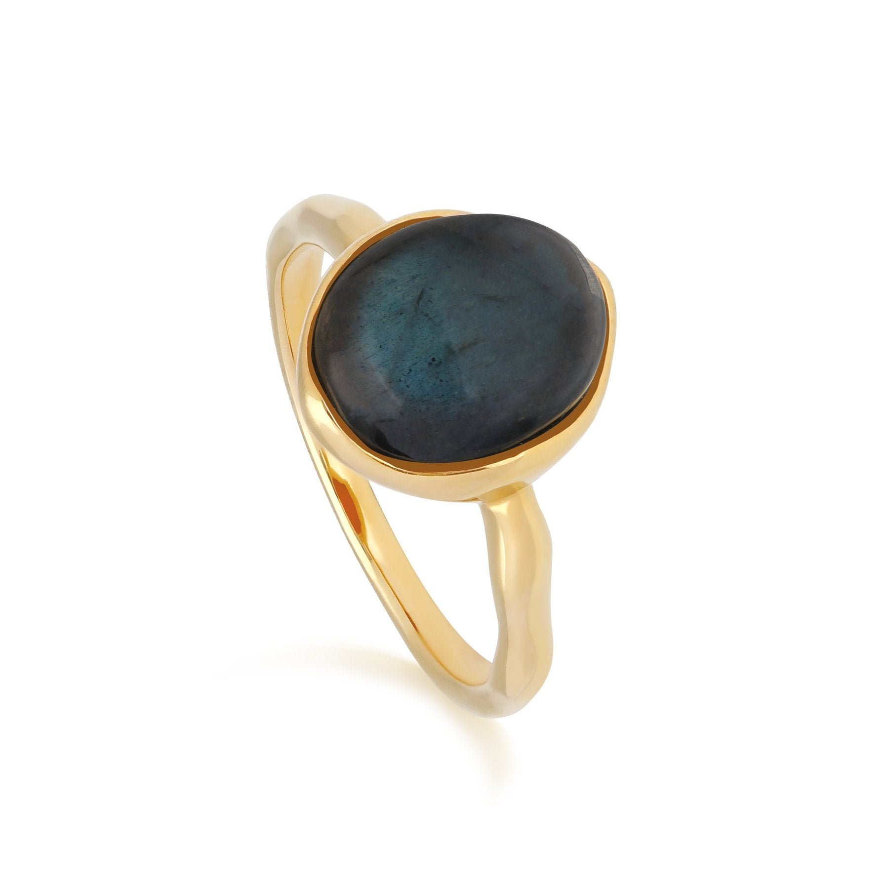 Bague Irrégulier B Gem Argent 925 Or Jaune Labradorite