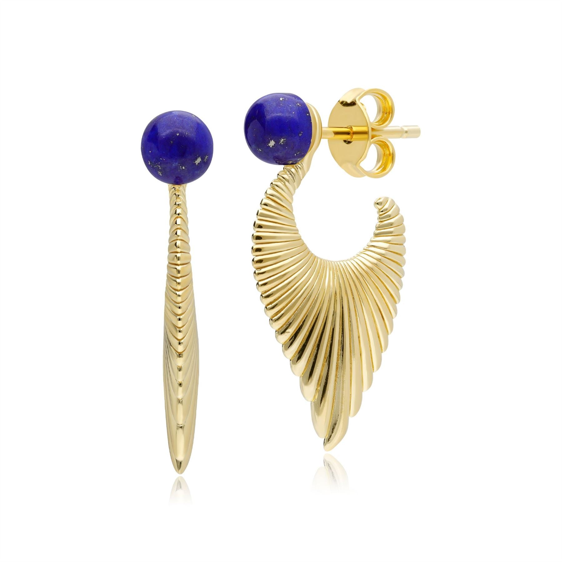 Boucles d'Oreilles Pendantes Eventail Caruso Lapis Lazuli
