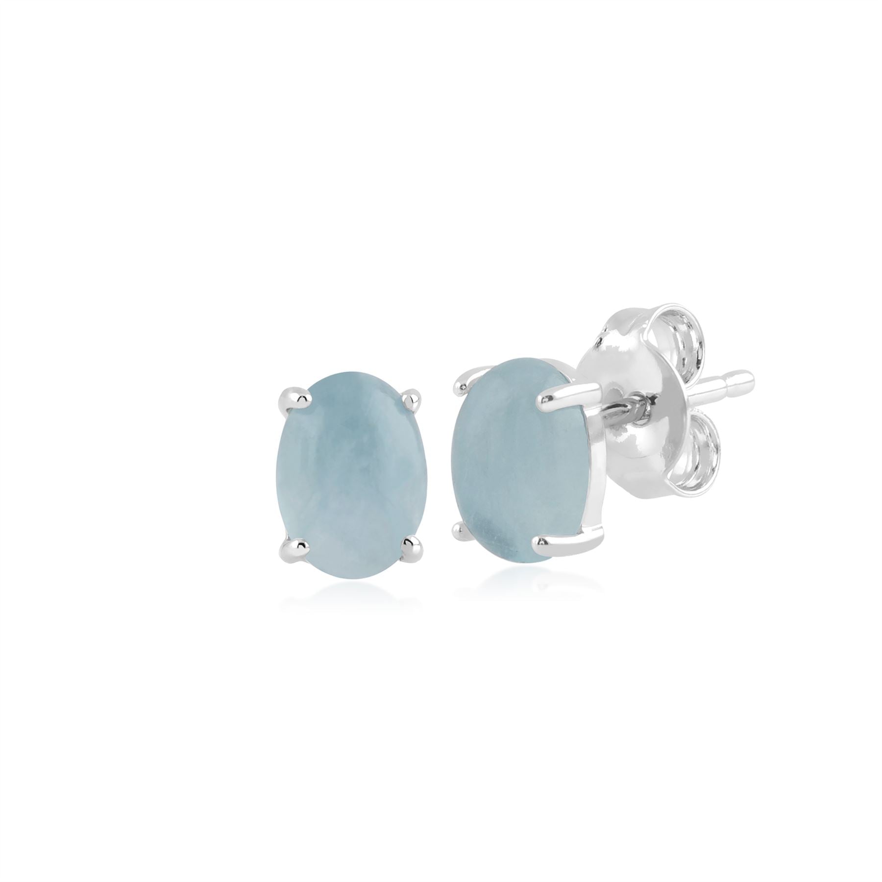 Pendentif et Bracelet Classique Argent 925 Aigue-Marine Opaque Oval
