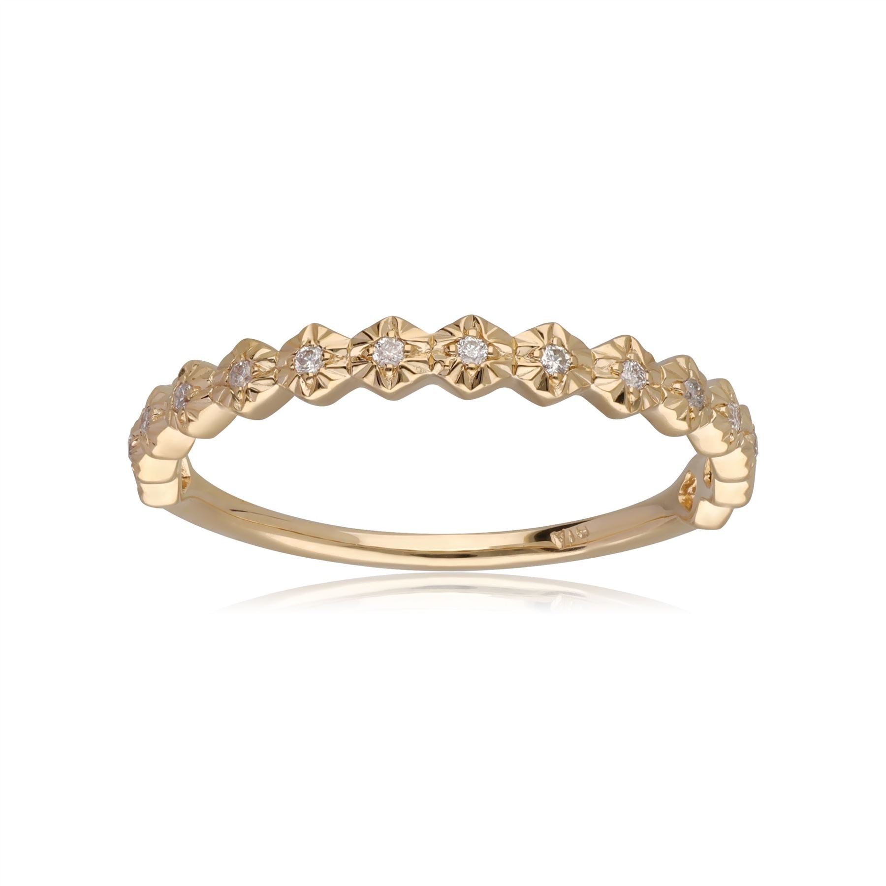 Bague Anneau Or Jaune 375 Diamant 0,075ct