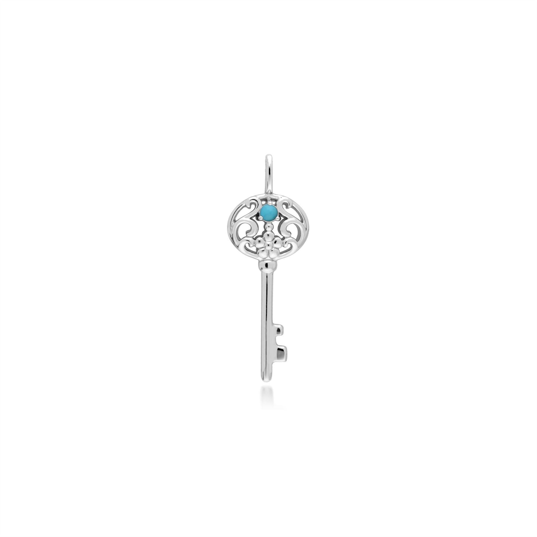 Pendentif Classique Argent 925 Grande Clé avec Jade Rond