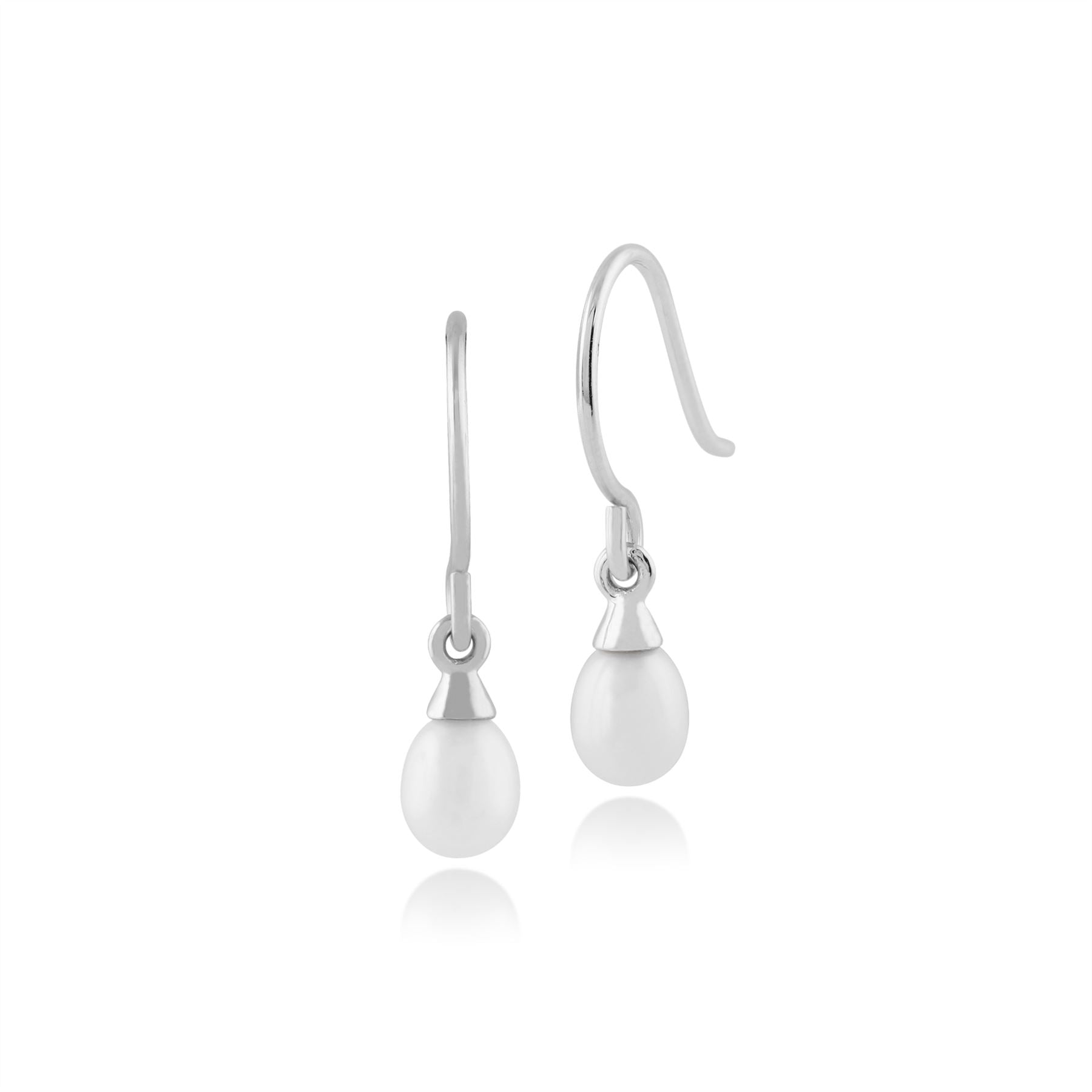 Pendentif et Boucles d'Oreilles Pendantes Classique Or Blanc 375 Perles de Culture Rondes
