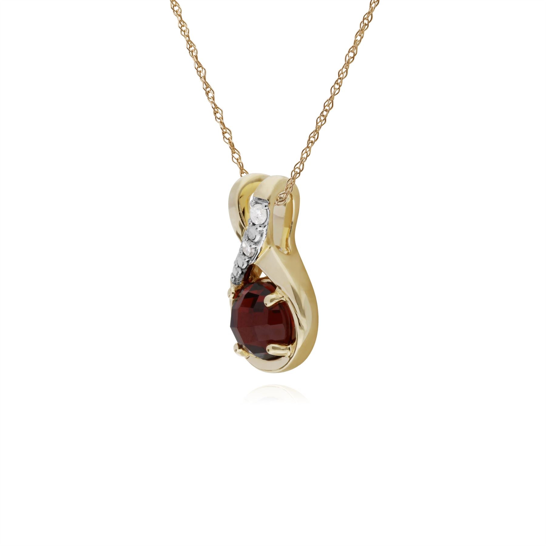 Pendentif Classique Or jaune 375 Grenat à Damier et Bélière Diamant