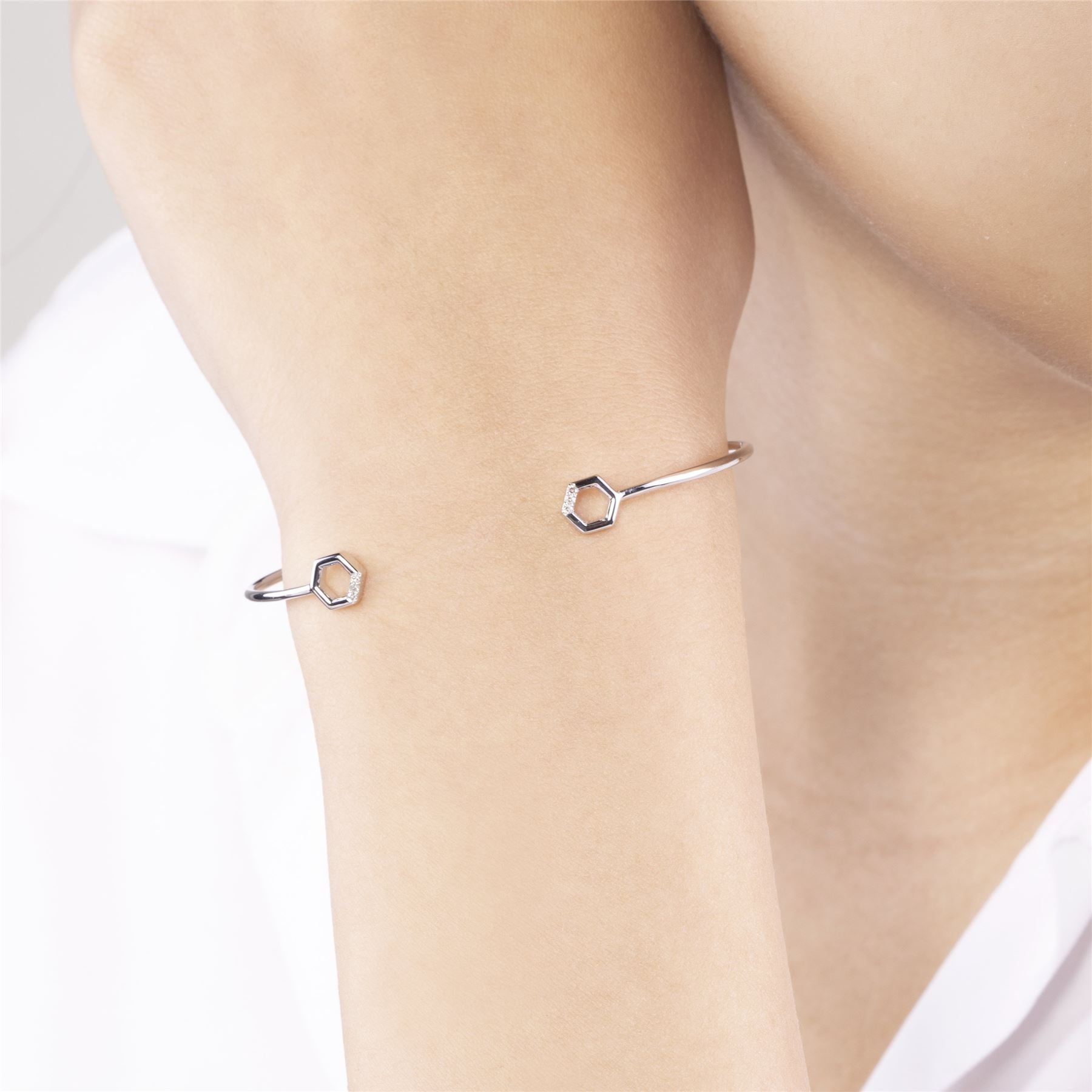 Bracelet Jonc Diamant Pavé Or Blanc 375 Diamant