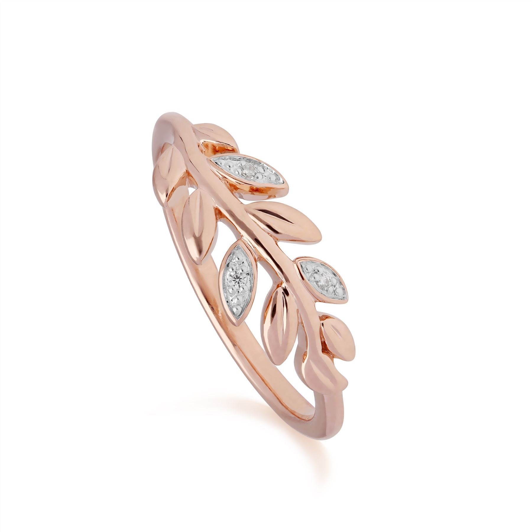 Bague et Collier O Leaf Or Rose 375 Diamant