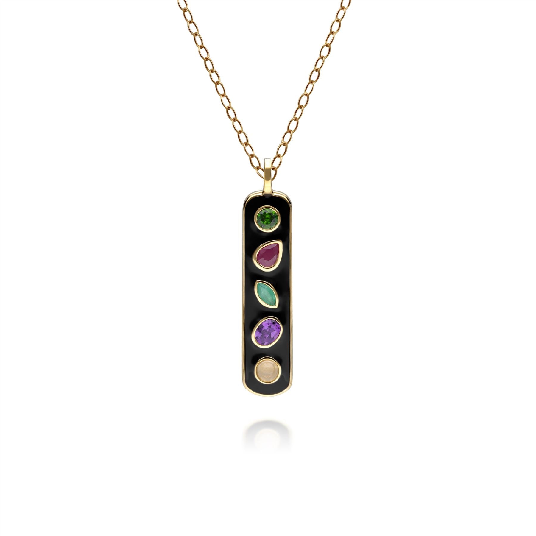 Pendentif Coded Whispers 'Dreams' Email noire et Pierres Précieuses