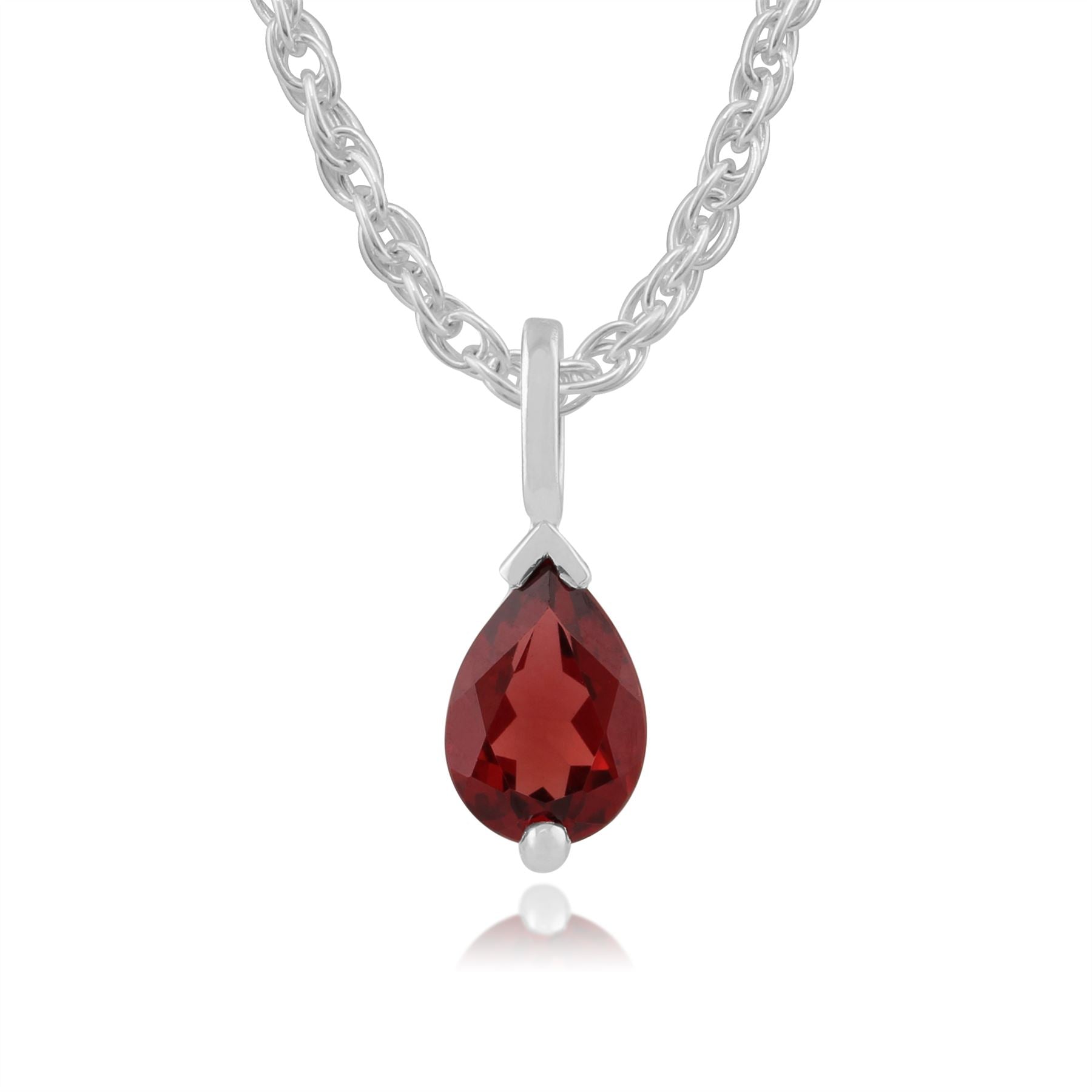 Pendentif et Boucles d'Oreilles Clou Classique Or Blanc 375 Grenat Poire