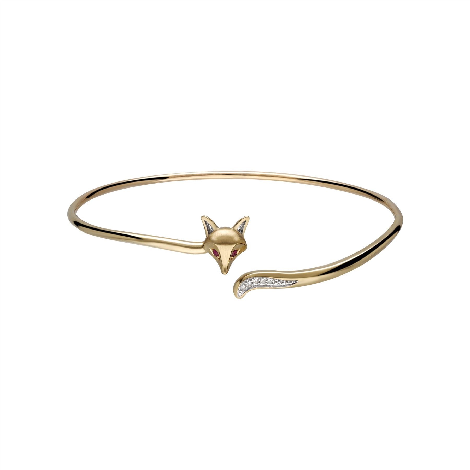 Bracelet Jonc Gardenia Renard avec Rubis et Saphir Blanc