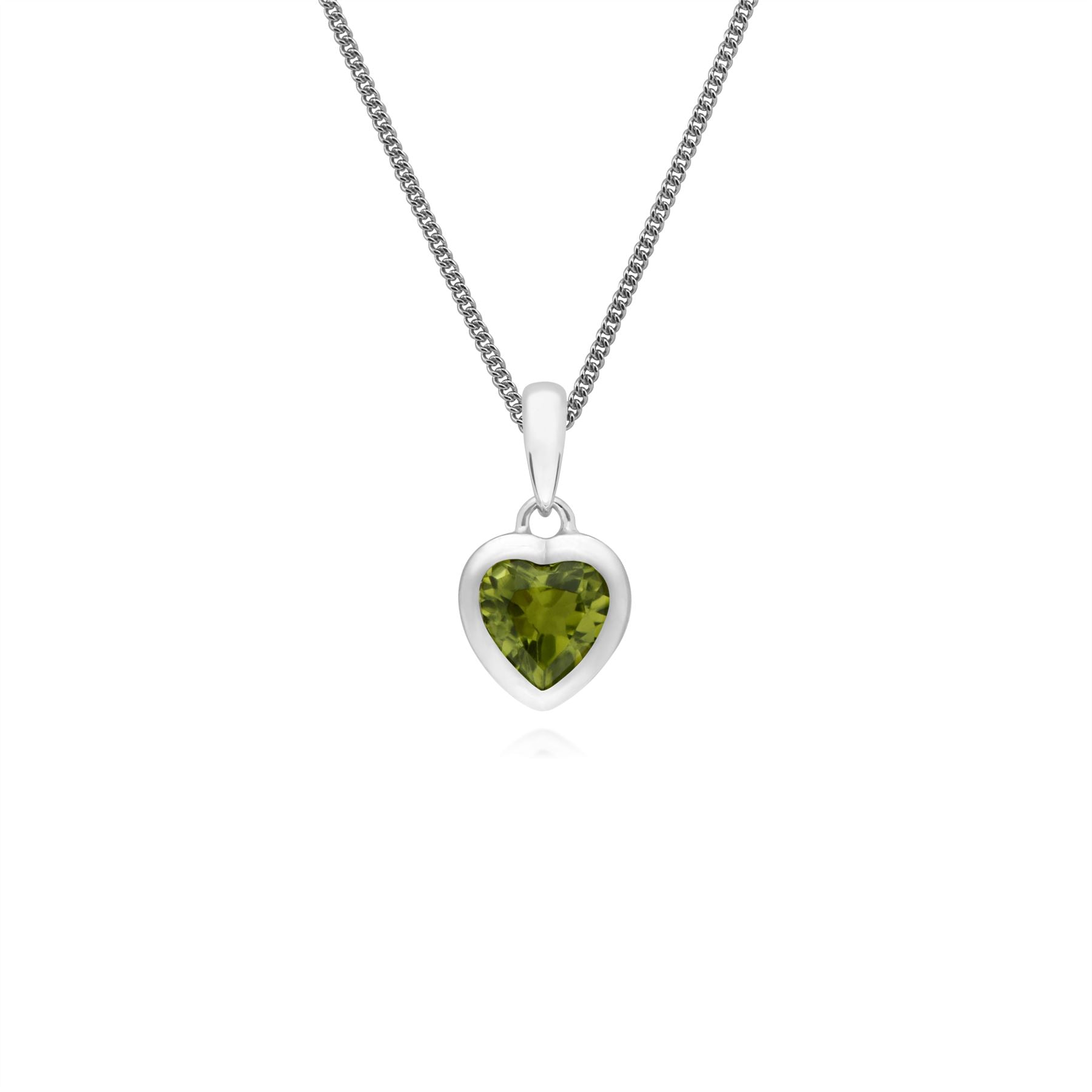Pendentif et Boucles d'Oreilles Pendantes Cœur Classique Argent 925 Péridot