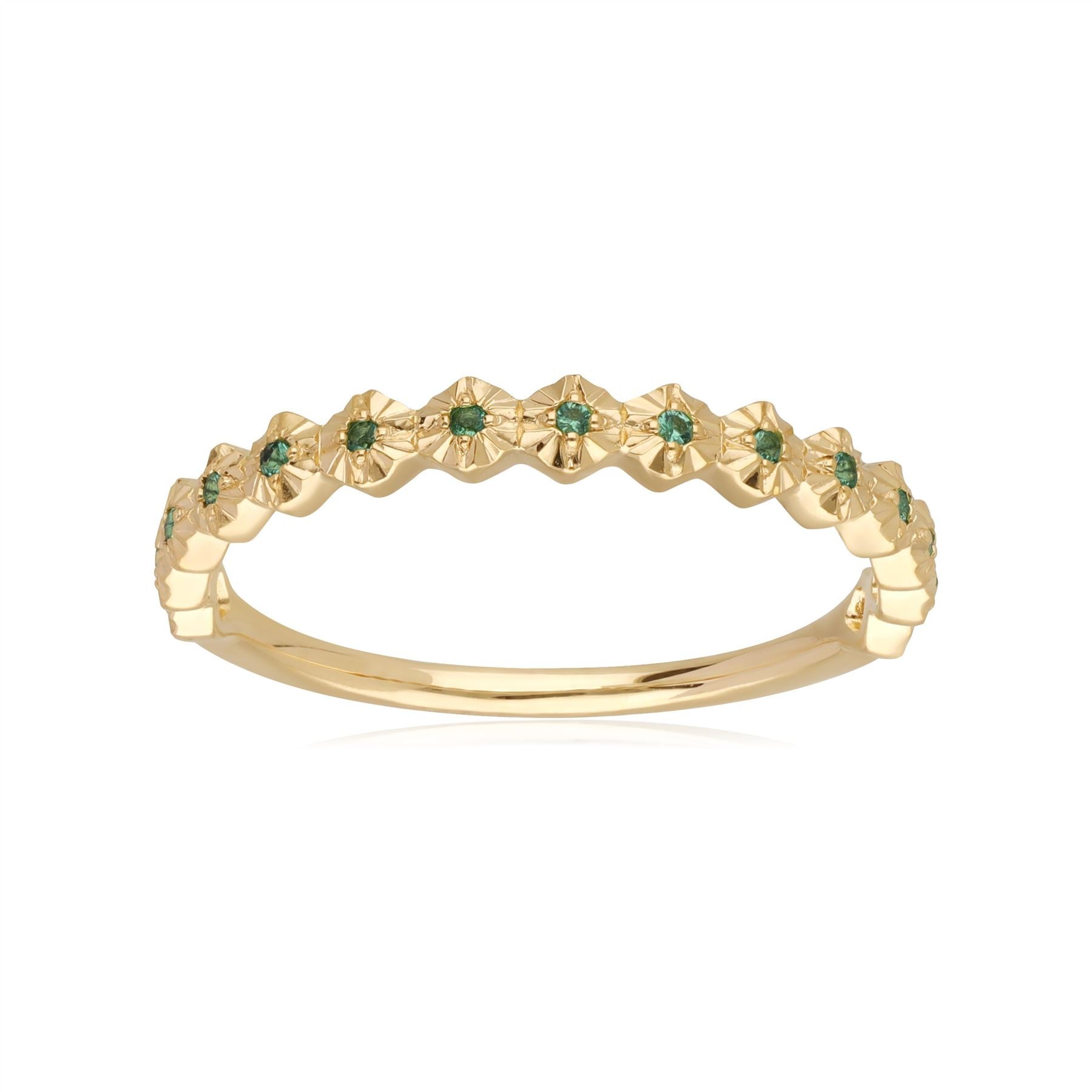 Bague Anneau Or Jaune 375 Emeraude 0,045ct