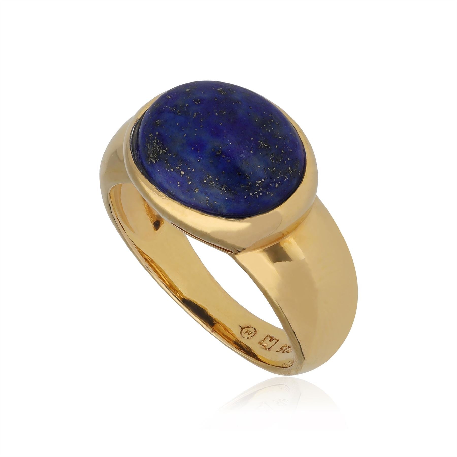 Bague Kosmos Argent 925 Plaqué Or Lapis Lazuli