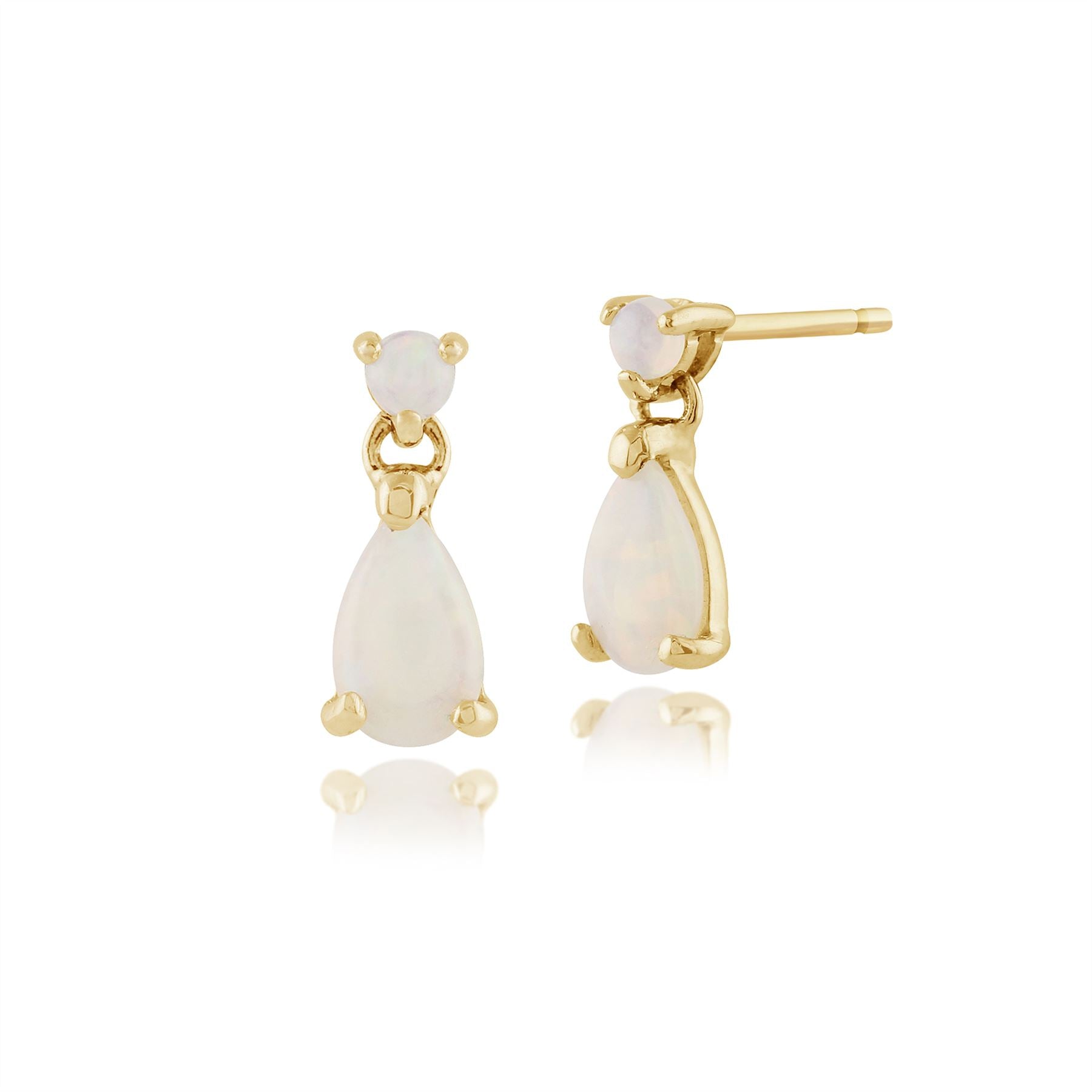 Boucles d'Oreilles Pendantes Classique Or Jaune 375 Opale Poire