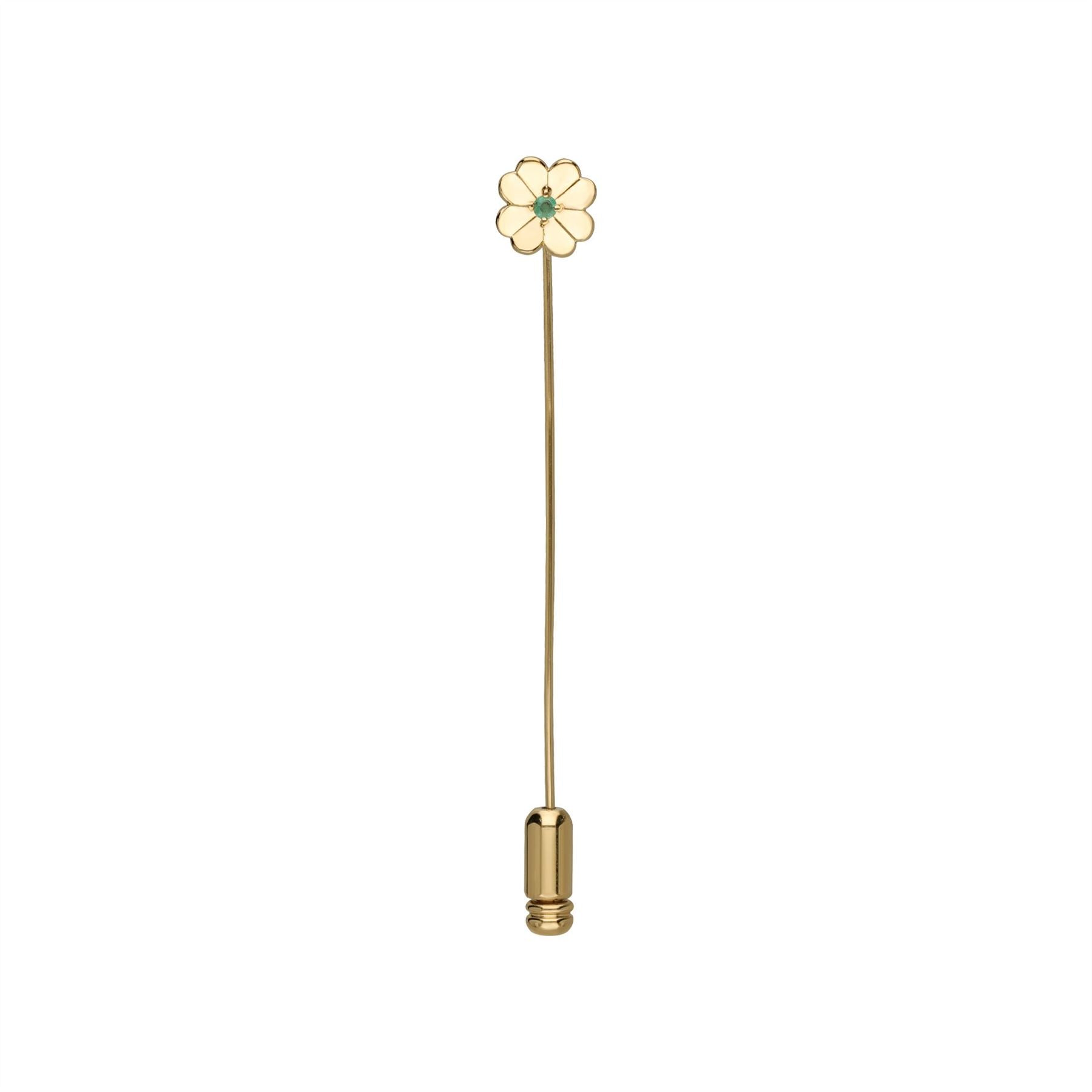 Broches Gardenia Trèfle avec Emeraude