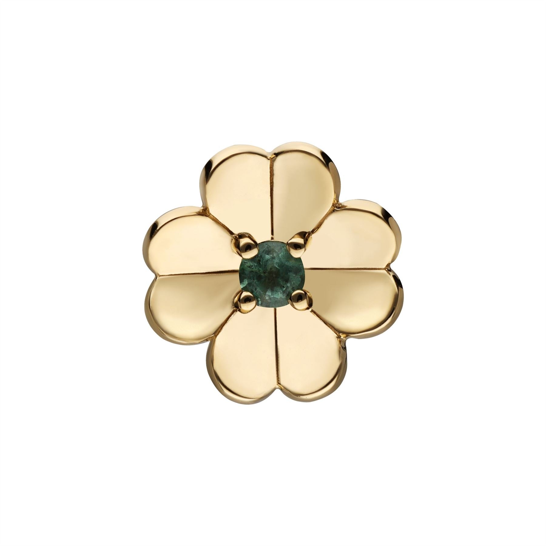 Broche Gardenia Trèfle avec Emeraude