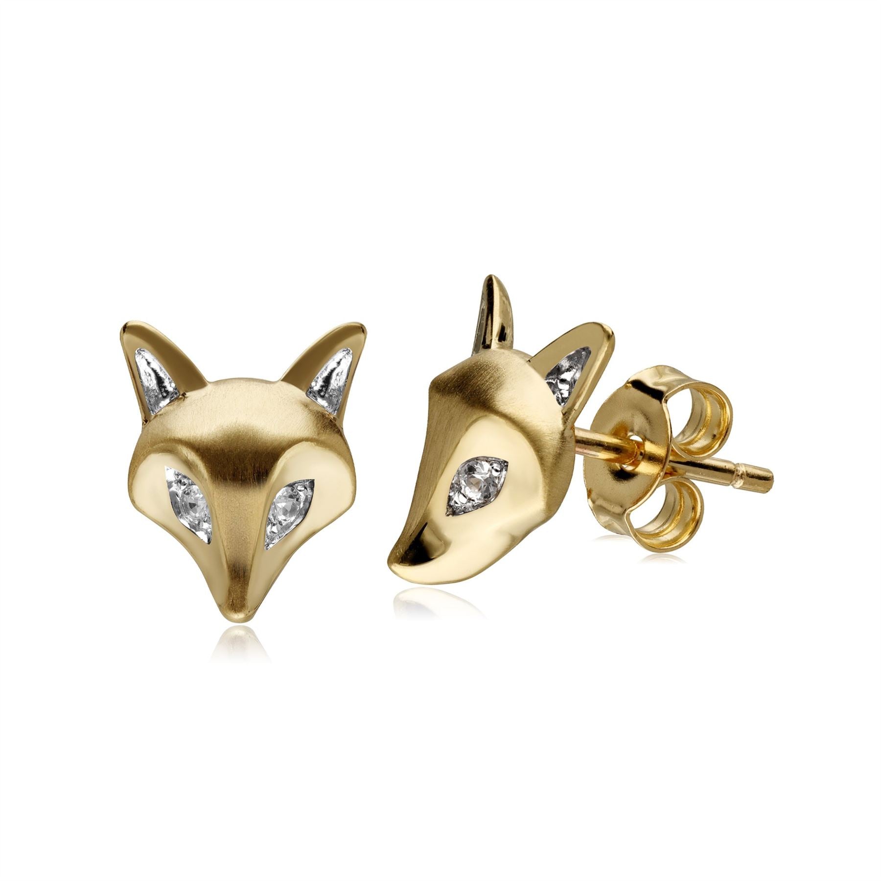 Boucles d'Oreilles Gardenia Renard avec Saphir Blanc
