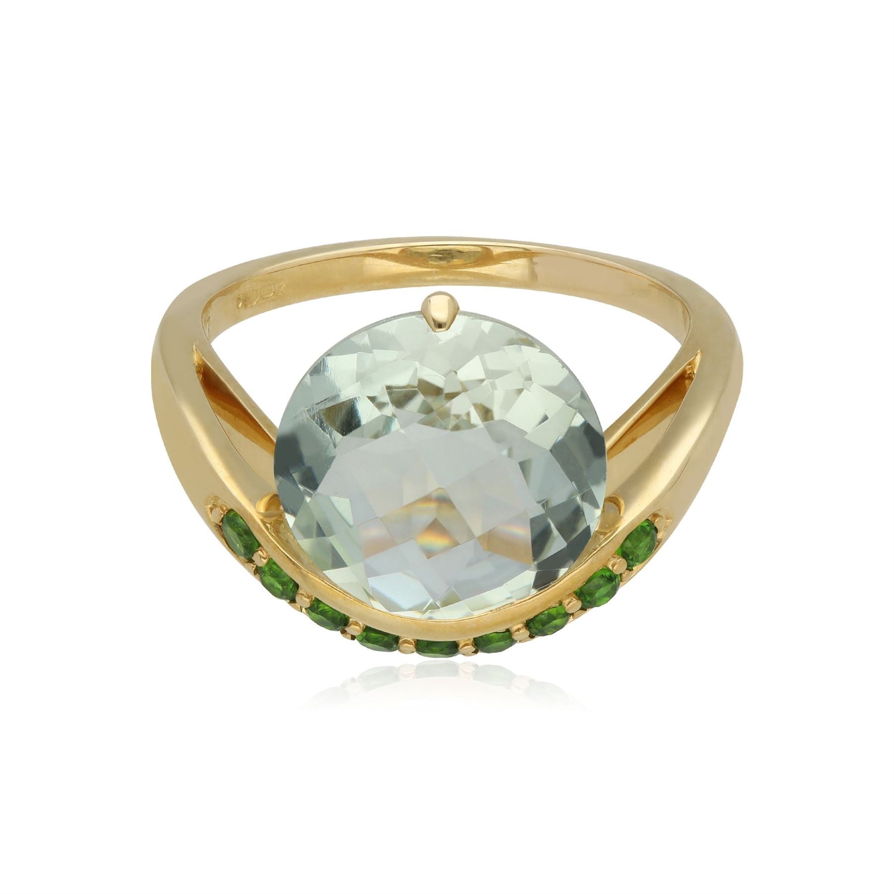 Bague Kosmos Or Jaune 375 Quart vert et Chrome Diopside