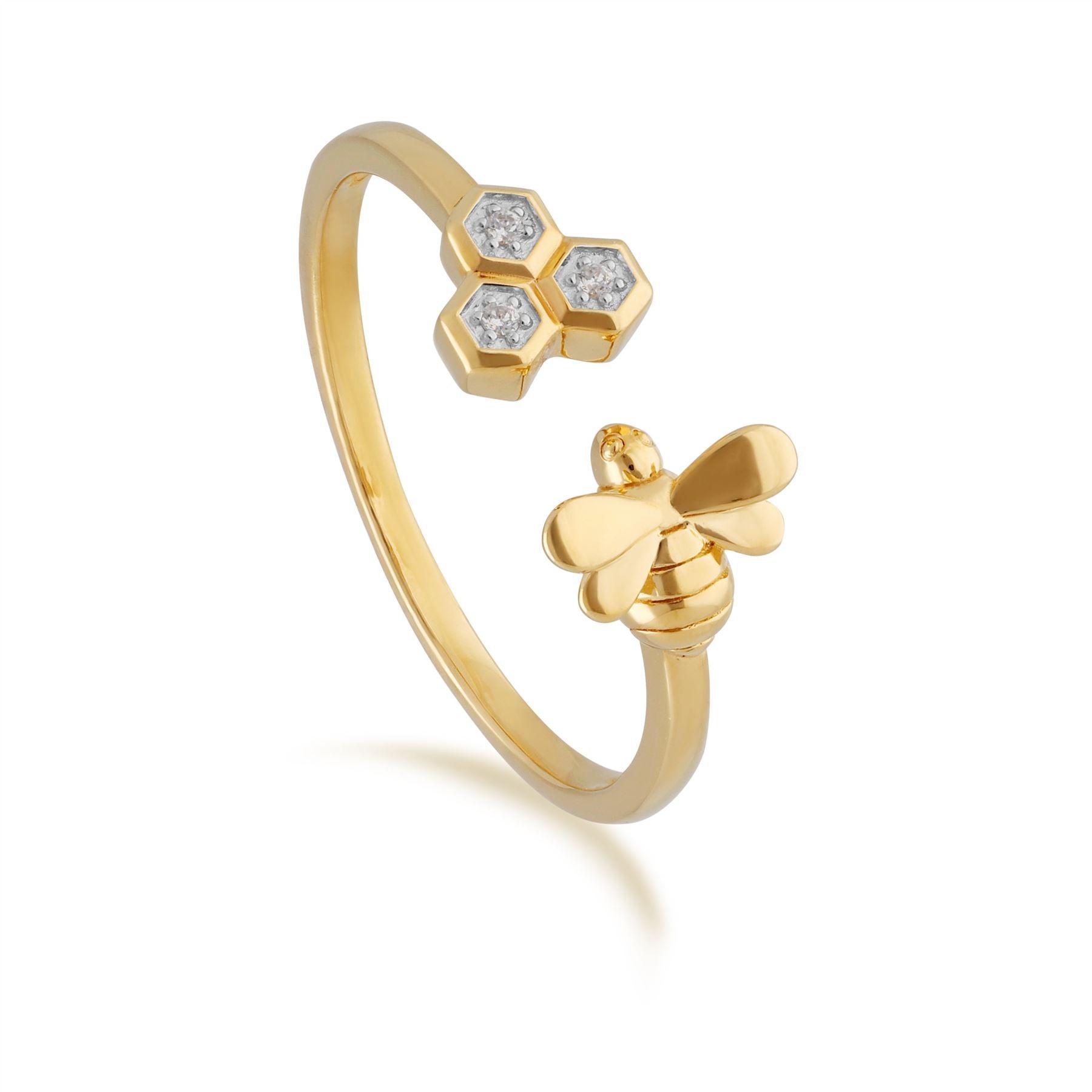 Bague Abeilles Collection Honeycomb Or Jaune 375 Trilogie Diamant