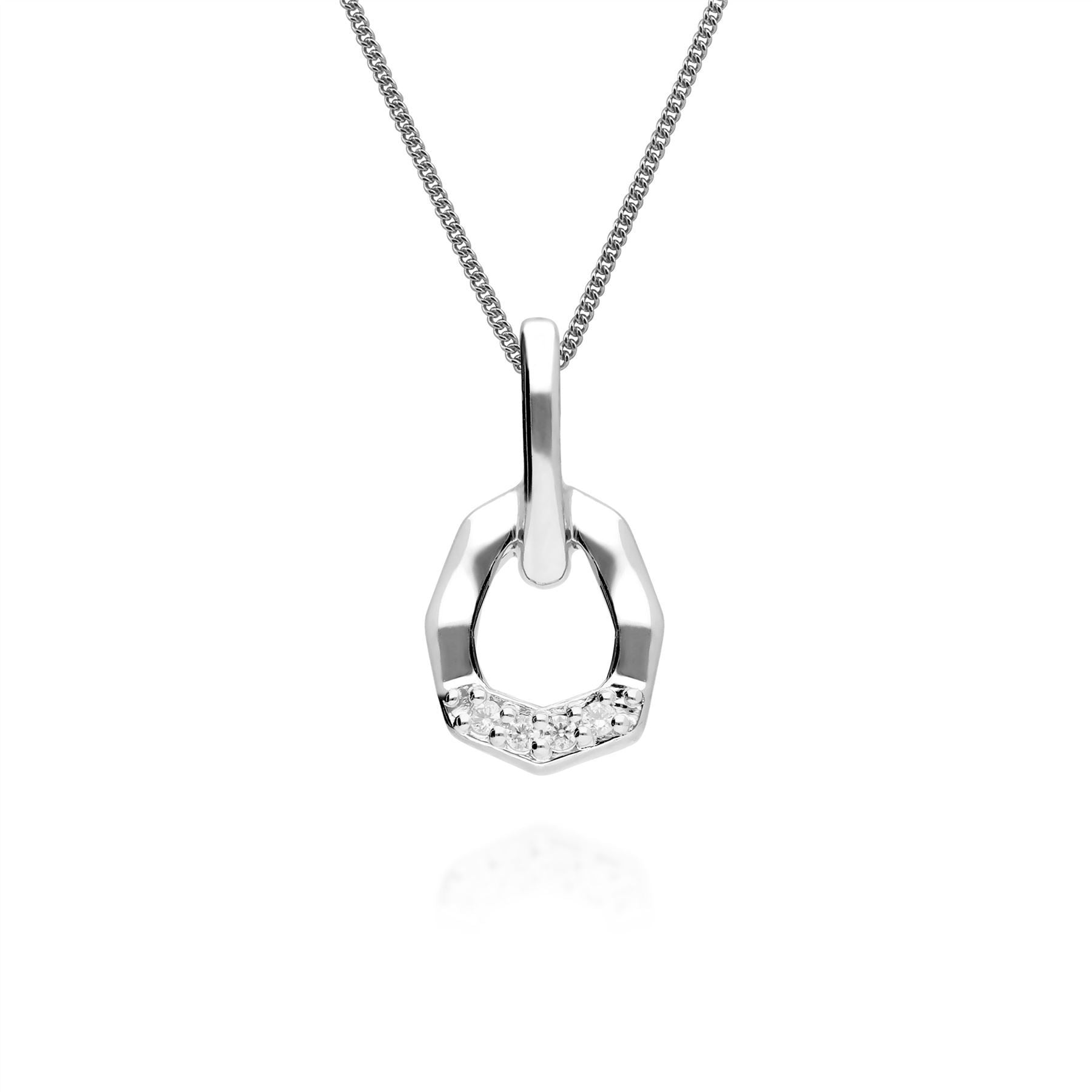 Bague et Pendentif Asymétrique Pavé Diamant Or Blanc 375
