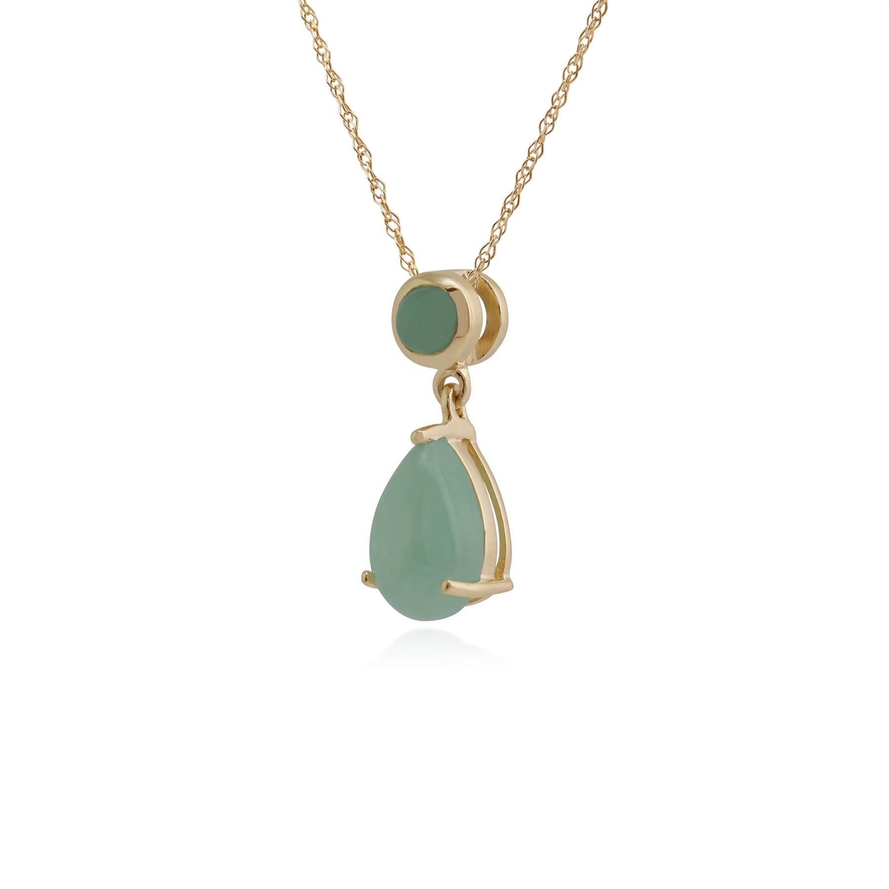 Pendentif Classique Or Jaune 375 Jade Poire & Ronde