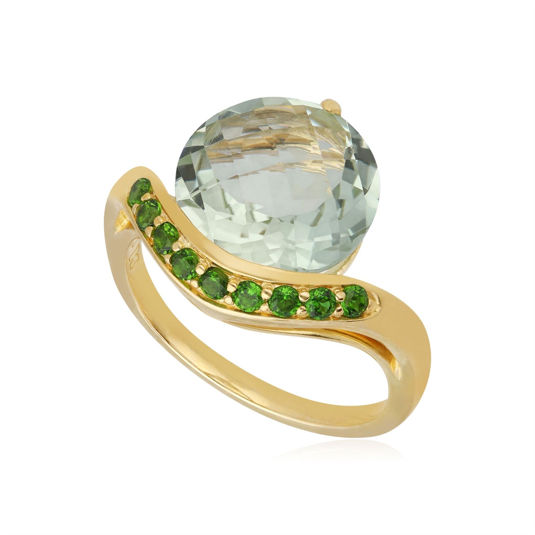 Bague Kosmos Or Jaune 375 Quart vert et Chrome Diopside
