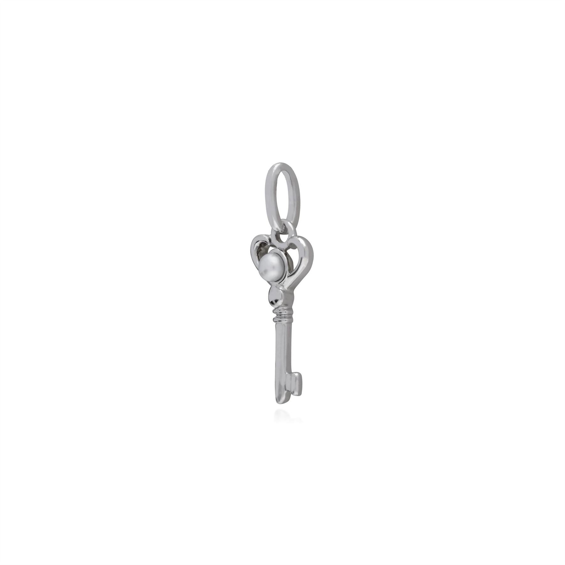Pendentif Classique Argent 925 Petite Clé avec Perle