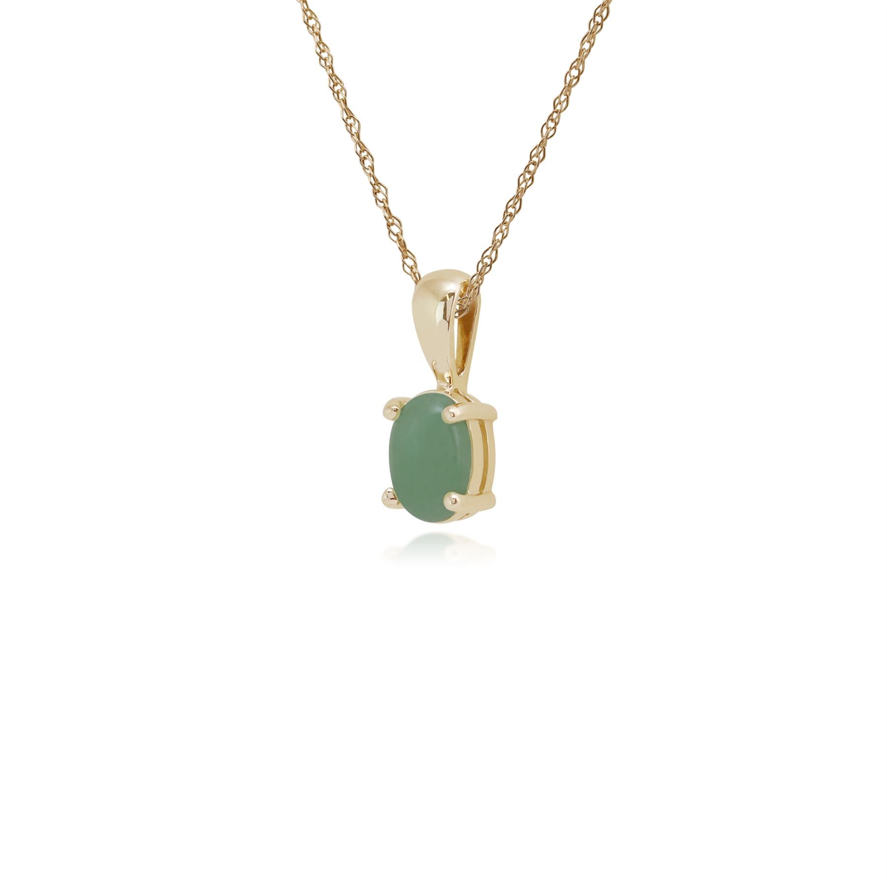 Pendentif Classique Or Jaune 375 Jade Vert Oval