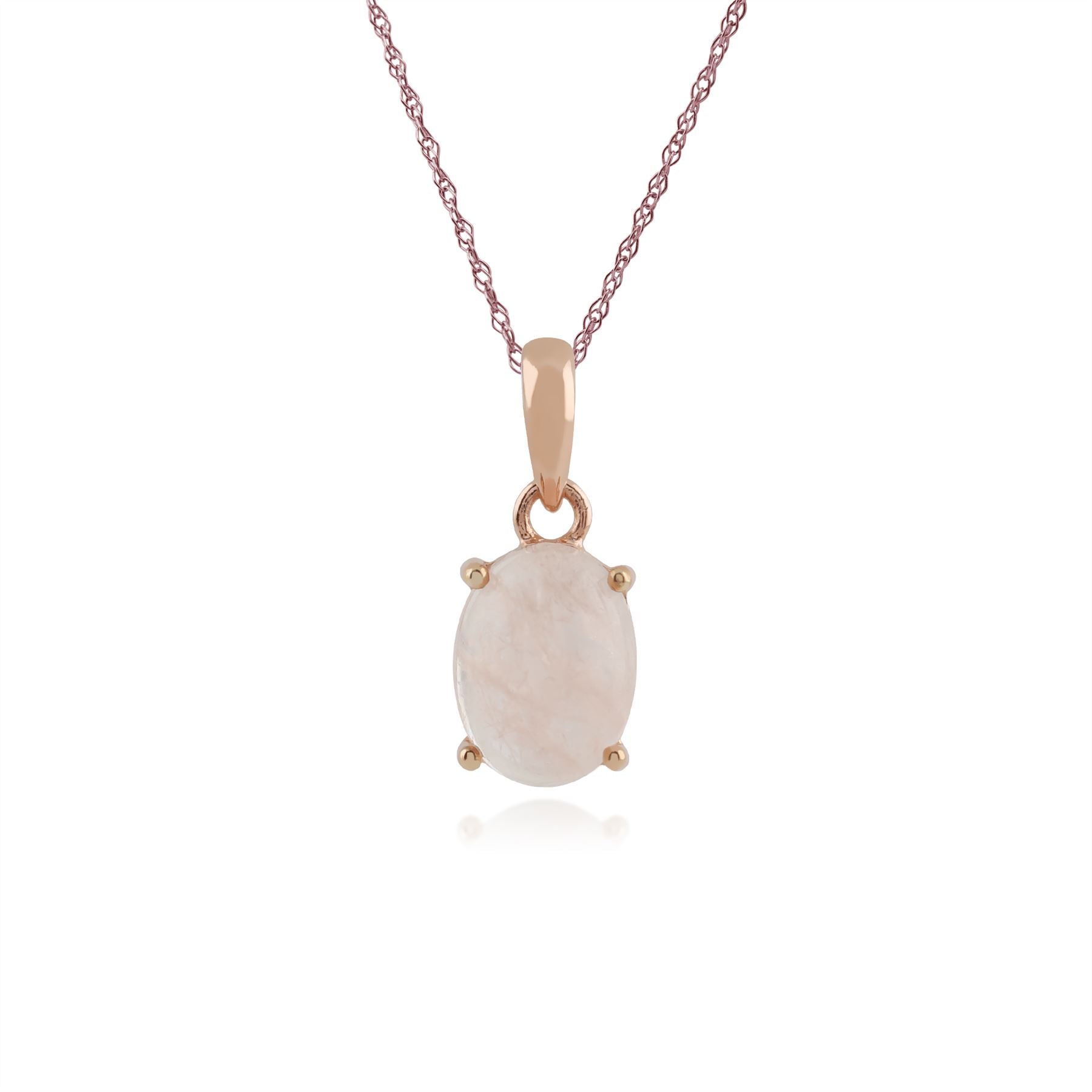 Collier et Boucles d'Oreilles Clou Oval Classique Argent 925 Plaqué Or Rose Morganite Opaque