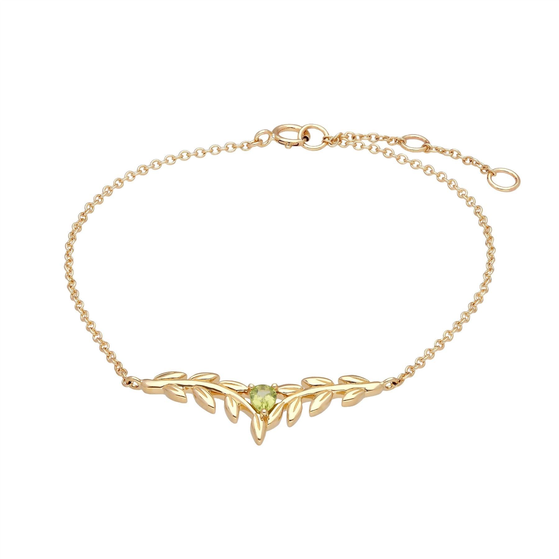 Bracelet et Boucles d'Oreilles Clou O Leaf Or Jaune 375 Péridot