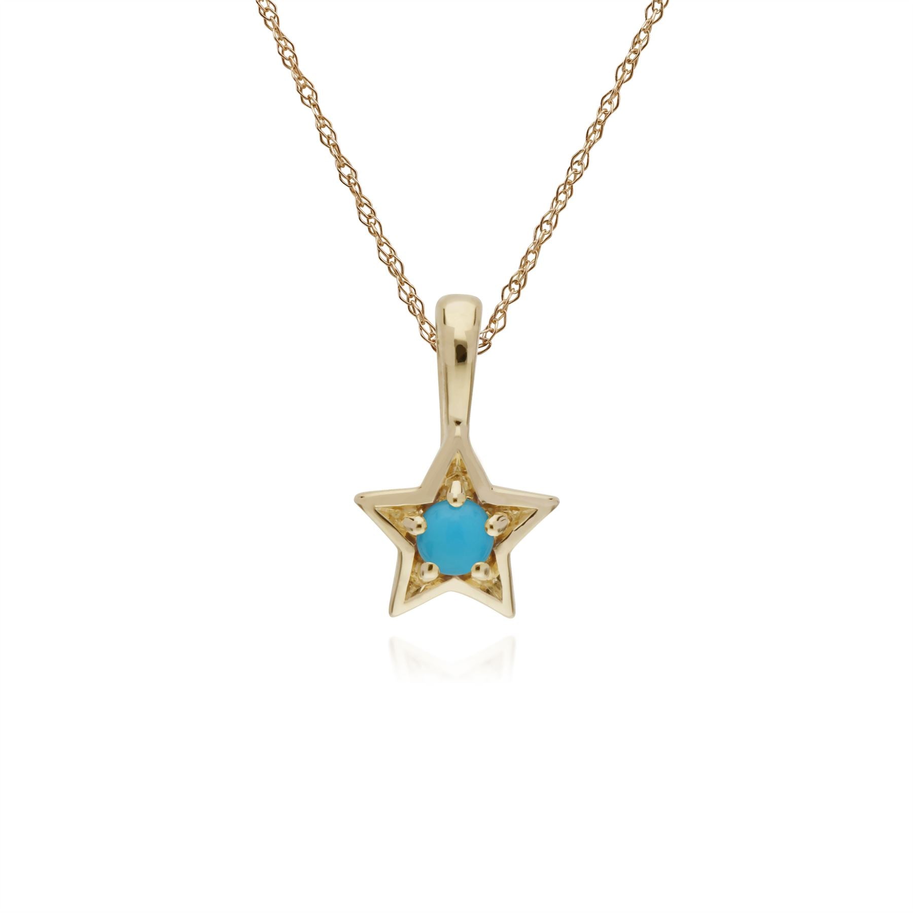 Turquoise Collier, 9 CT or Jaune Turquoise Pierre Unique Étoile Pendentif sur 45cm Chaîne