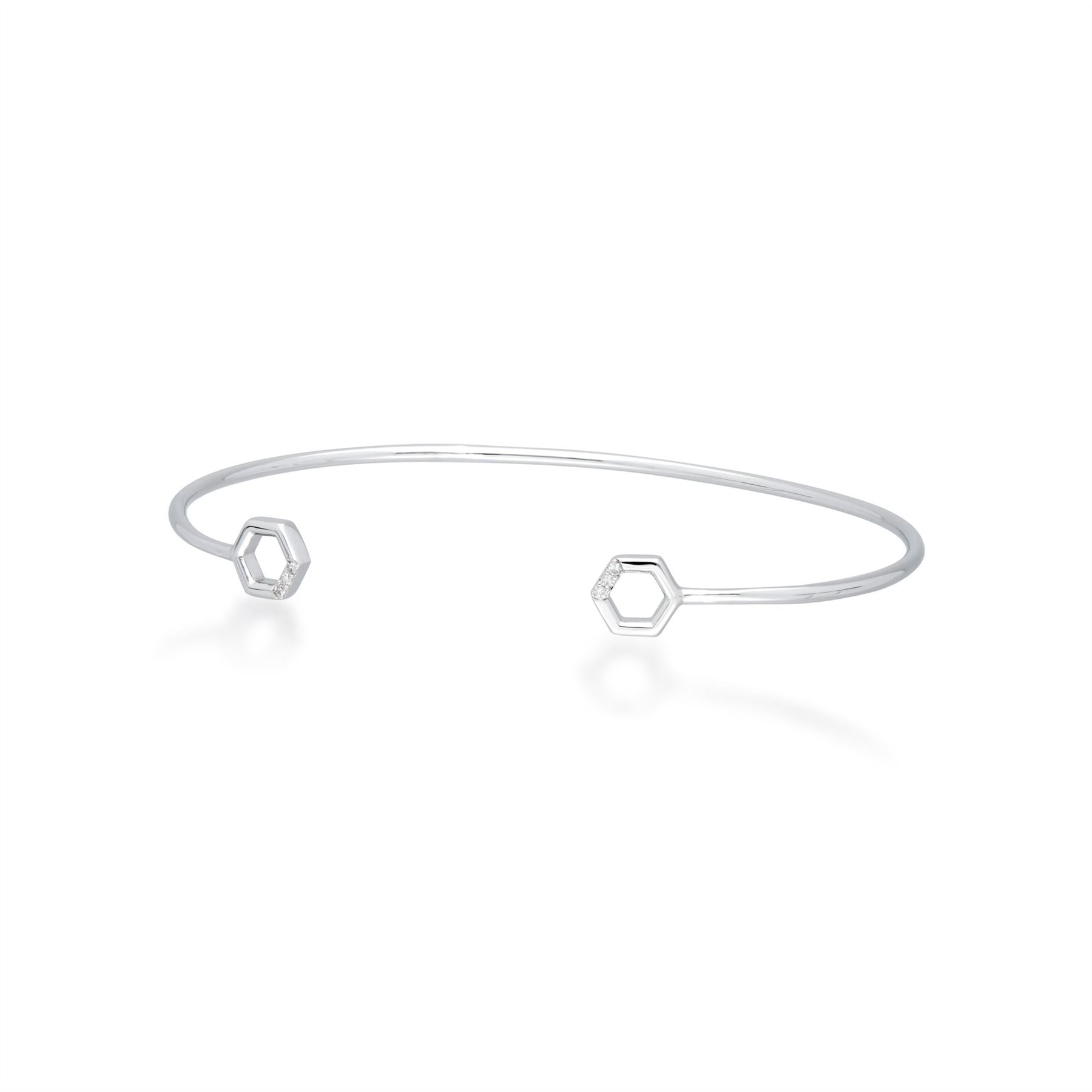 Bracelet Jonc Diamant Pavé Or Blanc 375 Diamant