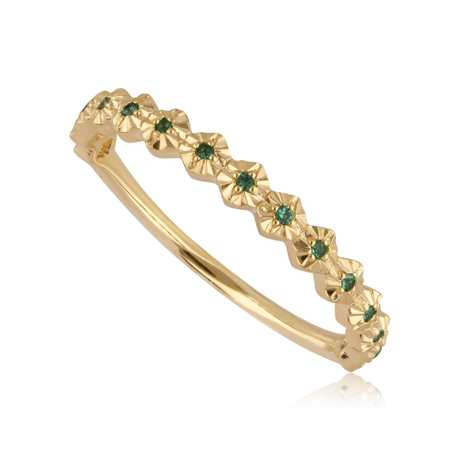 Bague Anneau Or Jaune 375 Emeraude 0,045ct