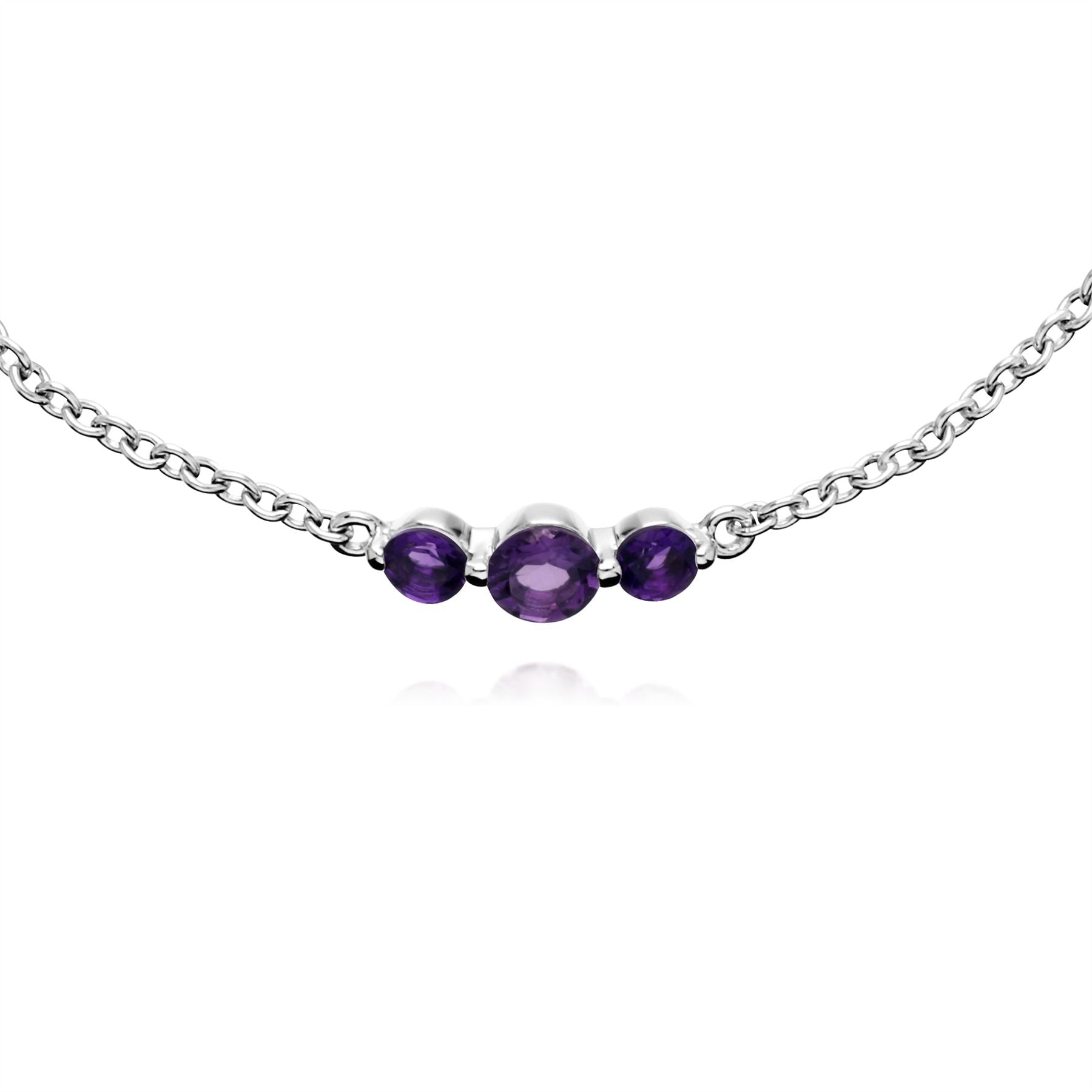 Bracelet et Bague Trilogie Classique Argent 925 Améthyste Trois Pierres