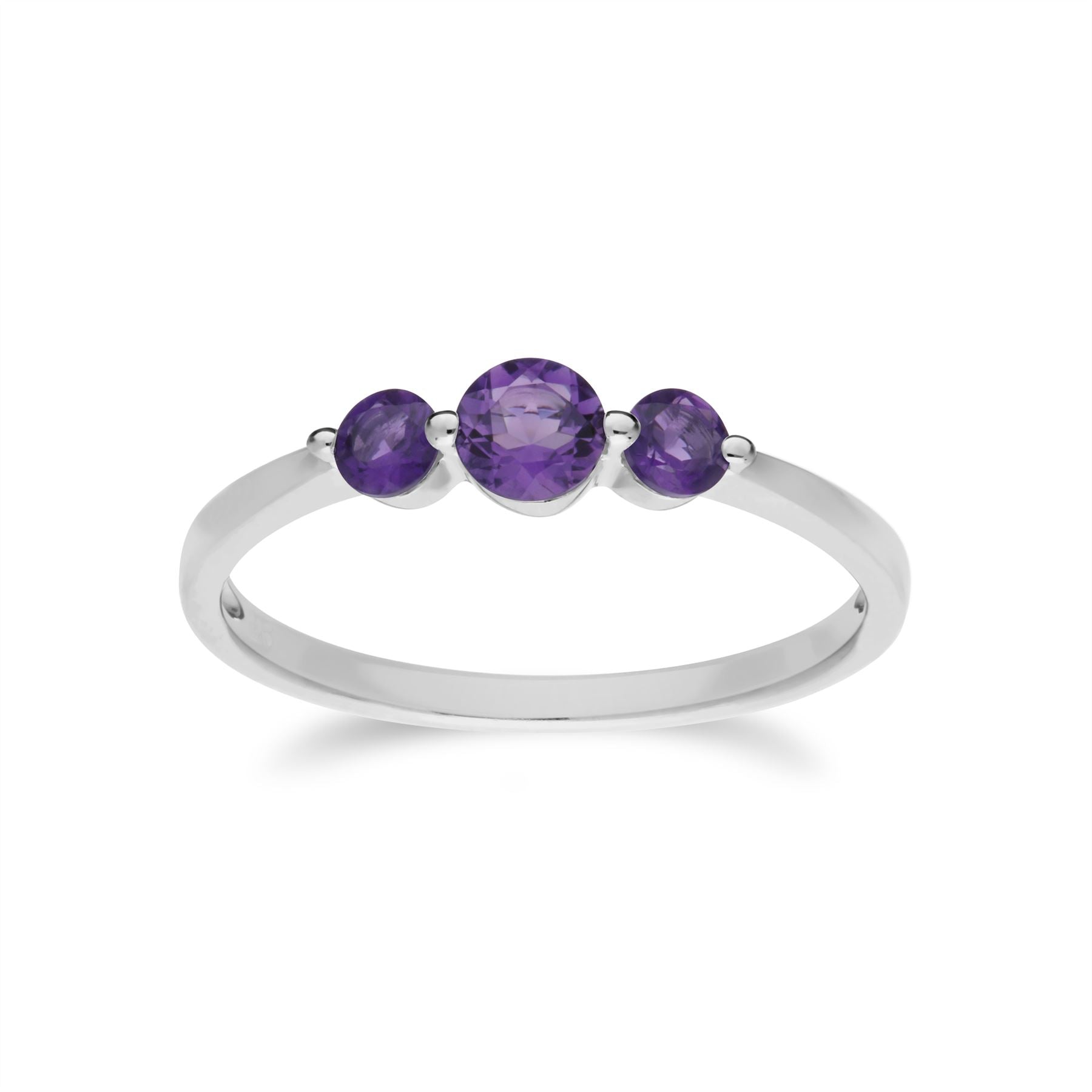 Bracelet et Bague Trilogie Classique Argent 925 Améthyste Trois Pierres