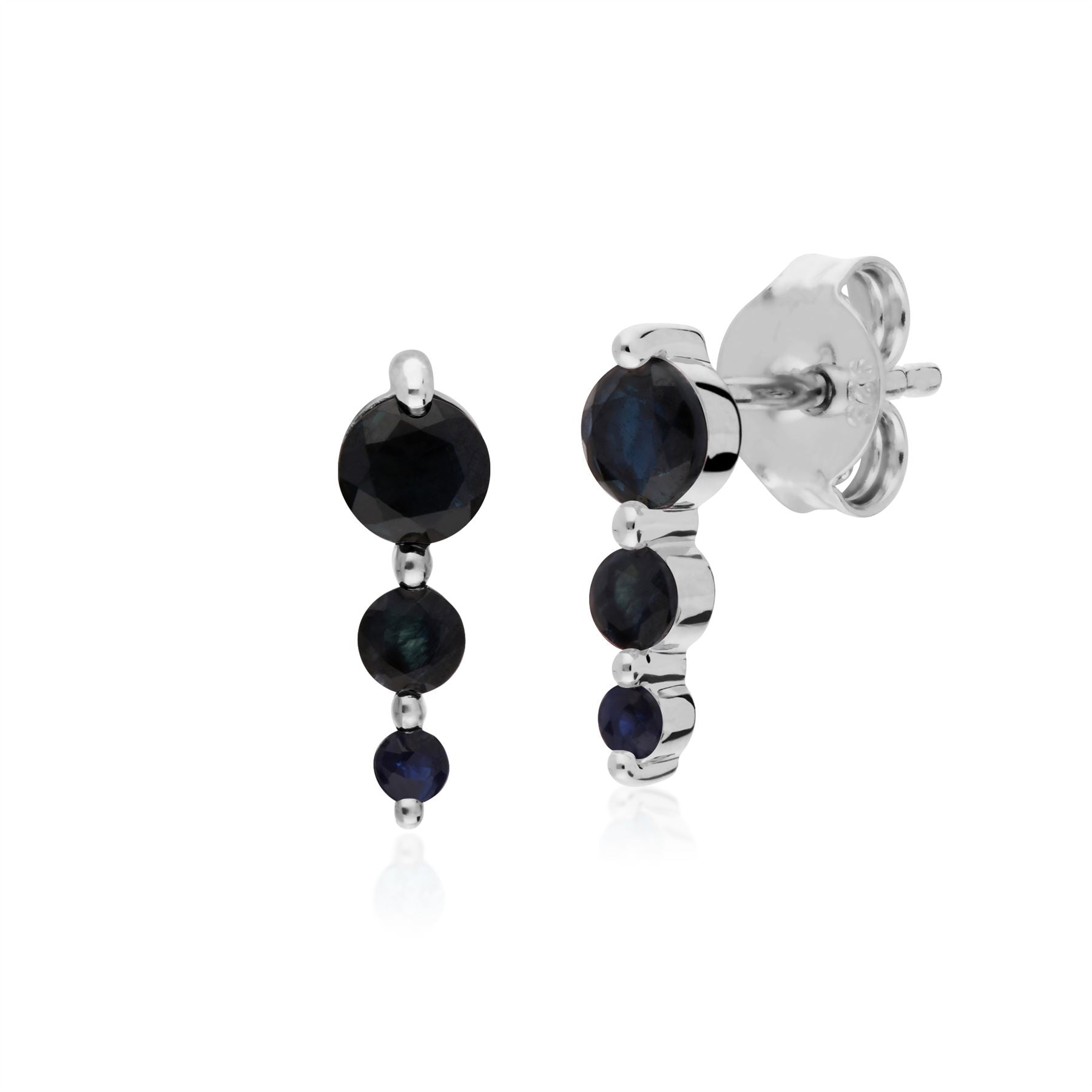 Boucles d'Oreilles et Bracelet Classique Argent 925 Saphir Trois Pierres