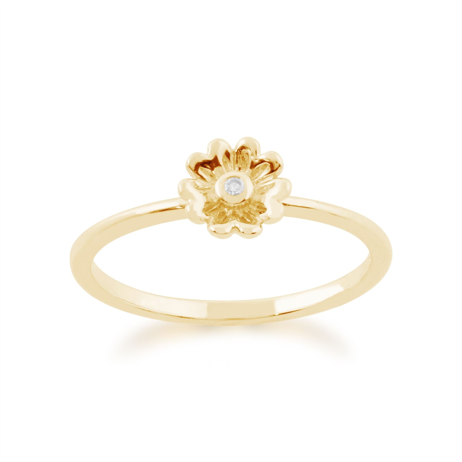 Set de Trois Bagues Empilables Floral Or Jaune 375 Péridot et Diamant Papillion et Fleurs