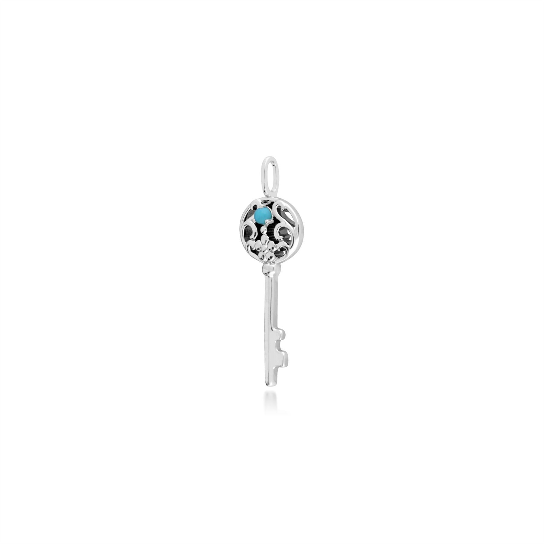 Pendentif Classique Argent 925 Grande Clé avec Jade Rond