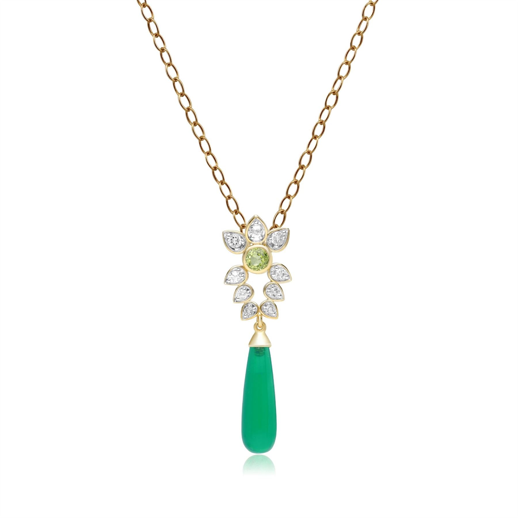 Pendentif ECFEW™ 'The Creator' Calcédoine Verte Teinte, Péridot et Topaze Blanche
