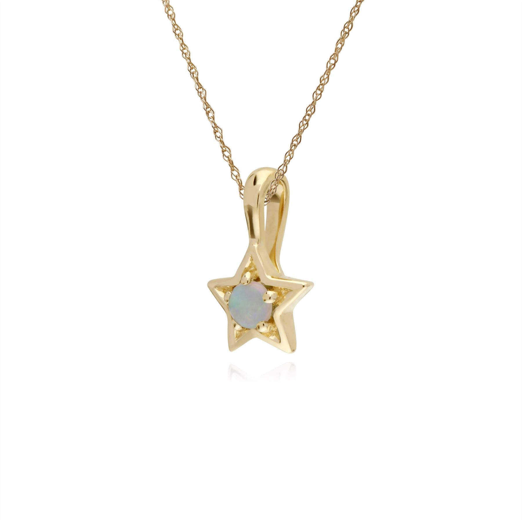 Opale Collier, 9 CT or Jaune Opale Pierre Unique Étoile Pendentif sur 45cm Chaîne