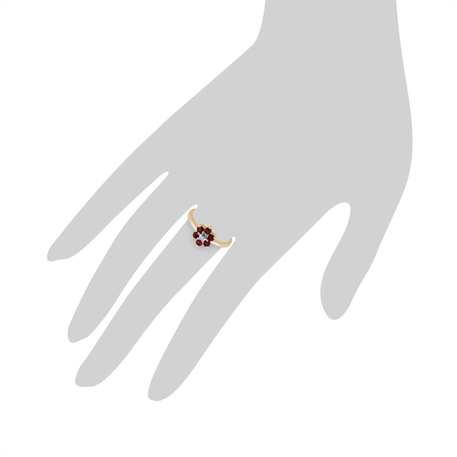 Gemondo Grenade Bague, 9ct Or Jaune 0.56ct Mozambique Grenat Et Diamant Bague Fleur