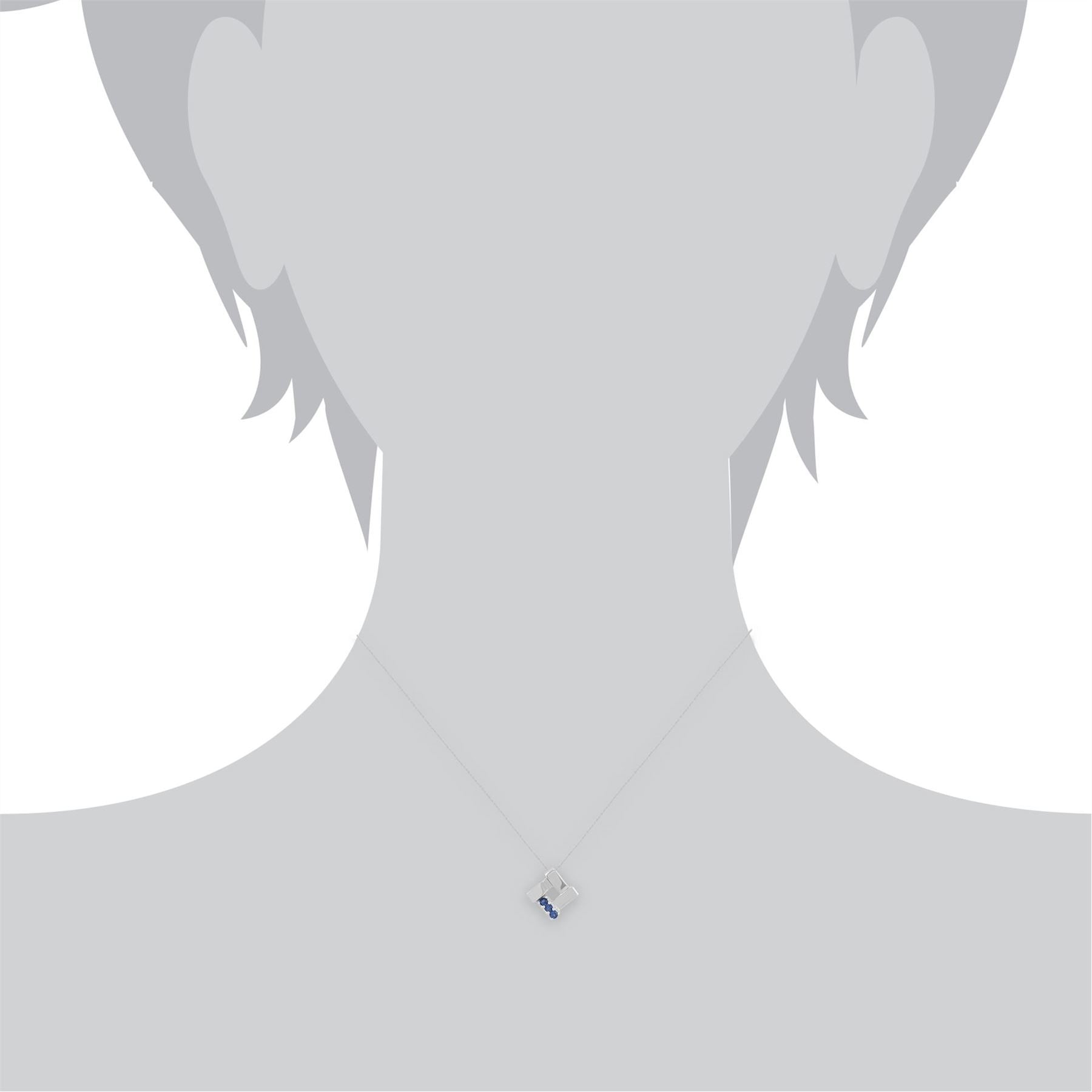 Pendentif Croisé Carré Classique Argent 925 Trois Saphir