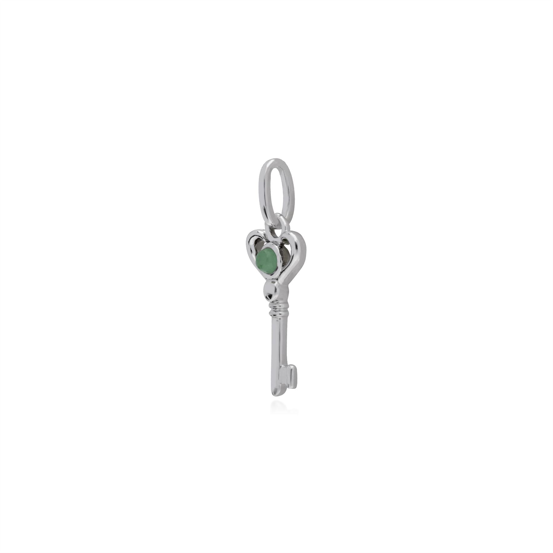 Pendentif Classique Argent 925 Petite Clé avec Jade Rond